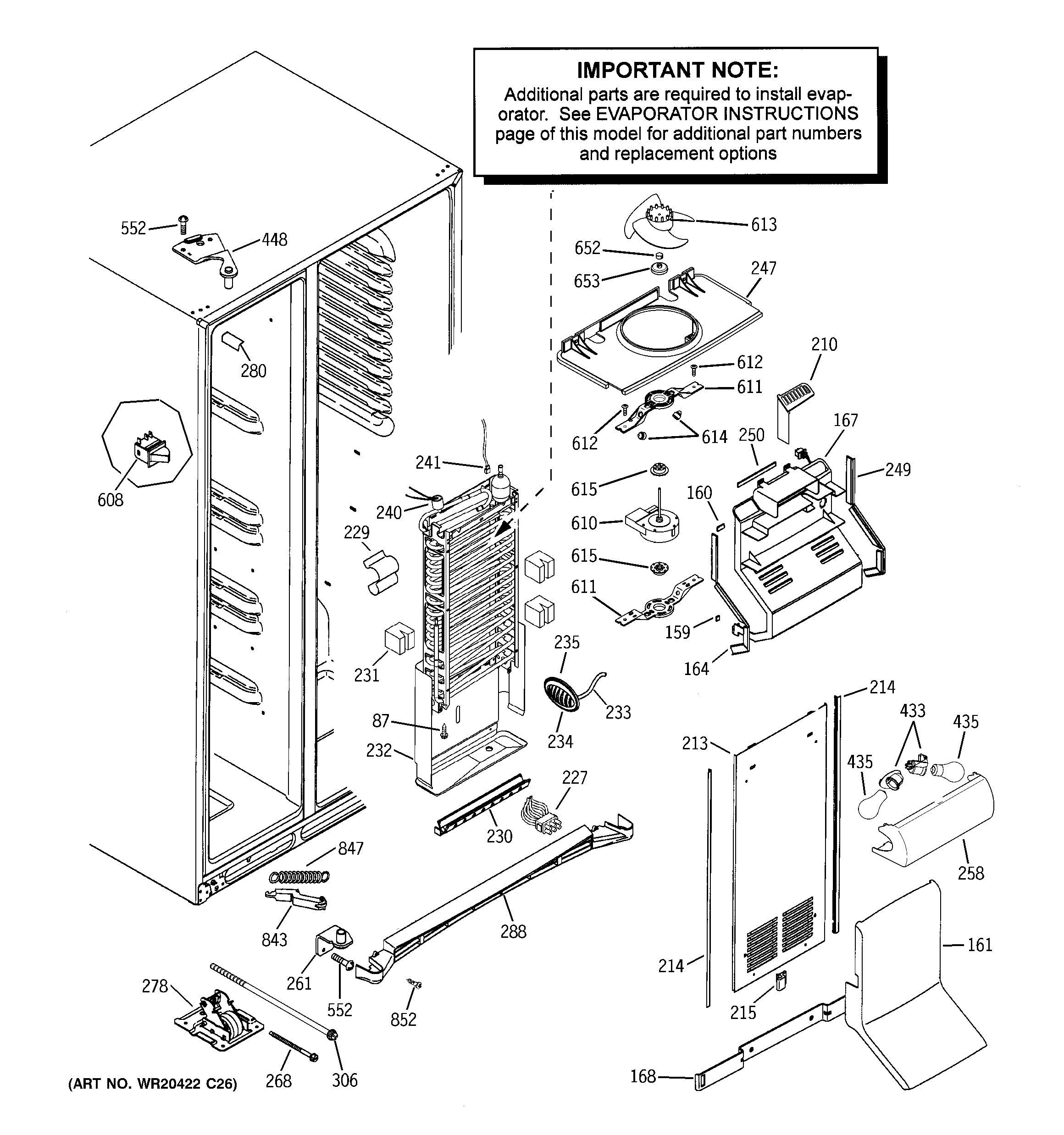 GE PJU25YGXAFSV freezer section diagram