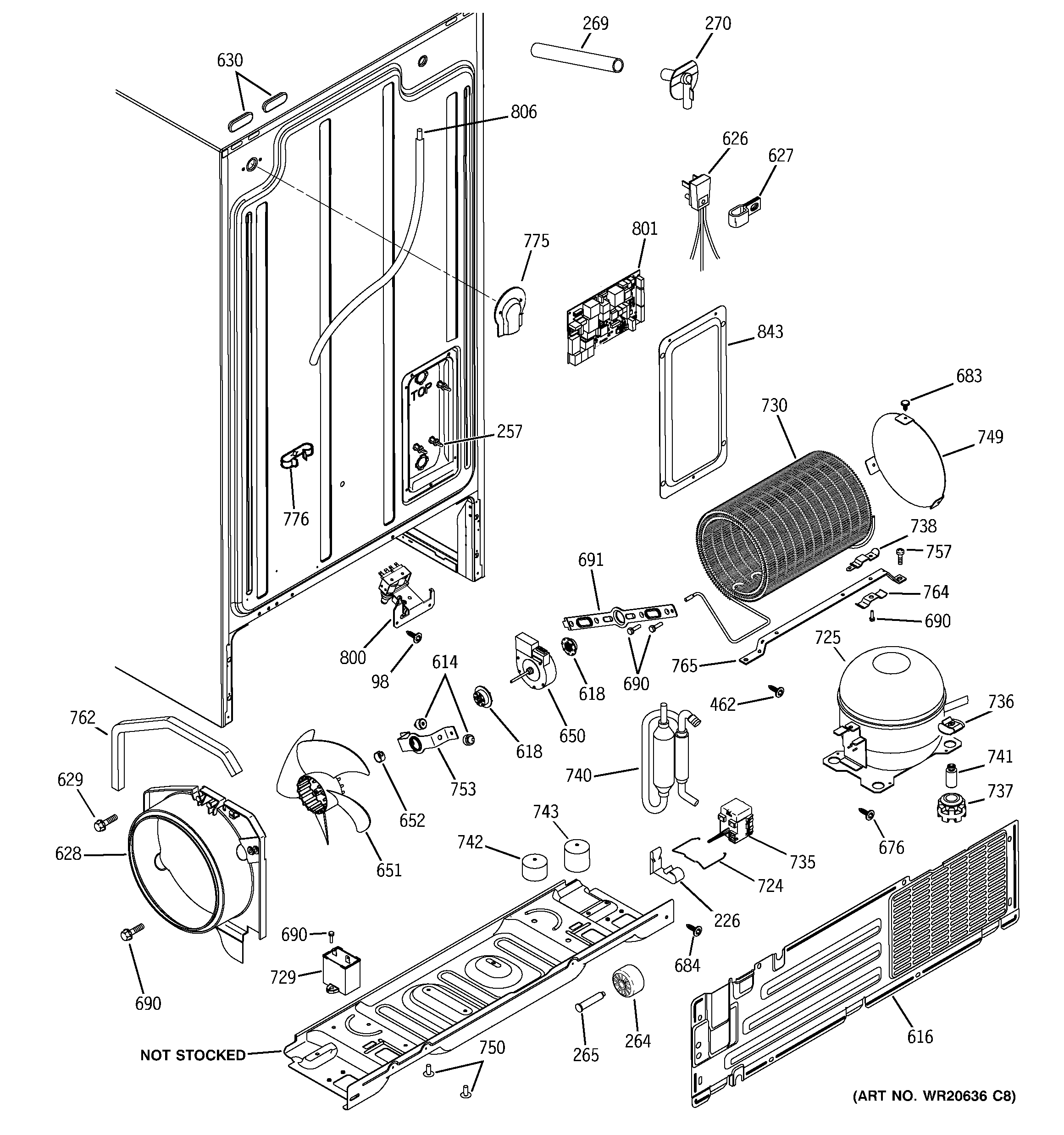 GE GSL25IGZBLS sealed system & mother board diagram
