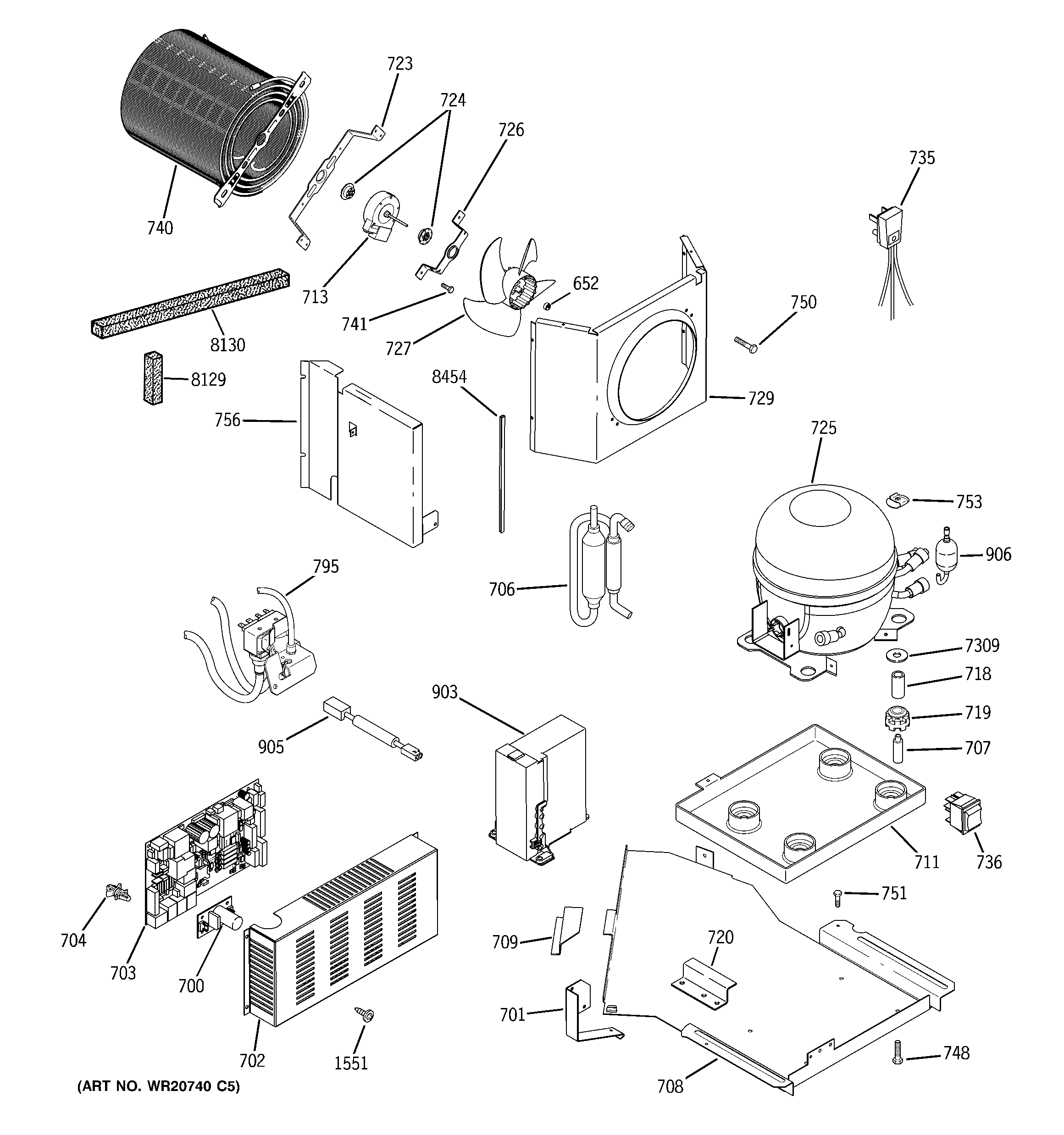 GE ZISP480DTASS sealed system & mother board diagram