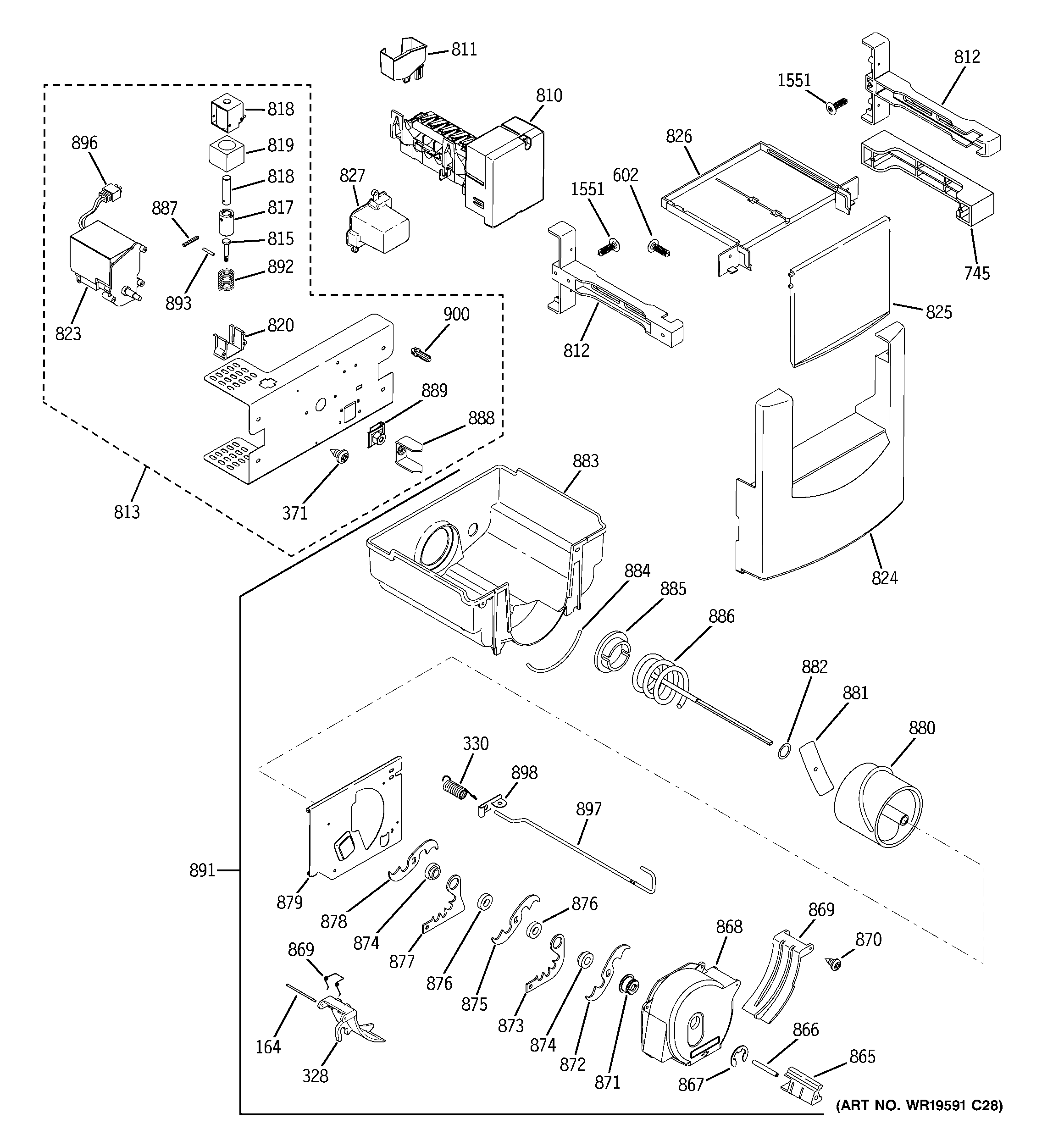 GE ZISP480DTASS ice maker & dispenser diagram