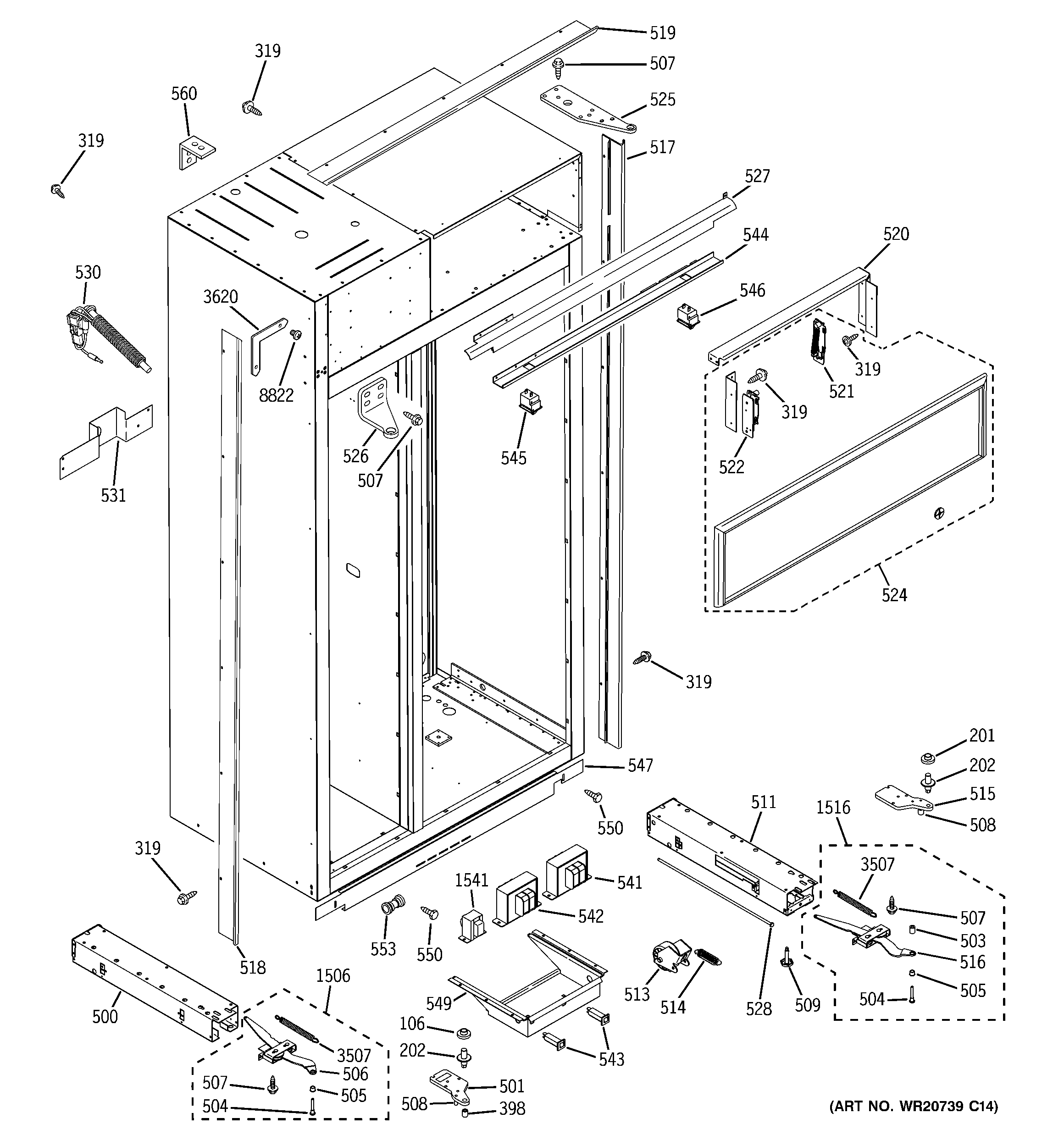 GE ZISP480DTASS case parts diagram