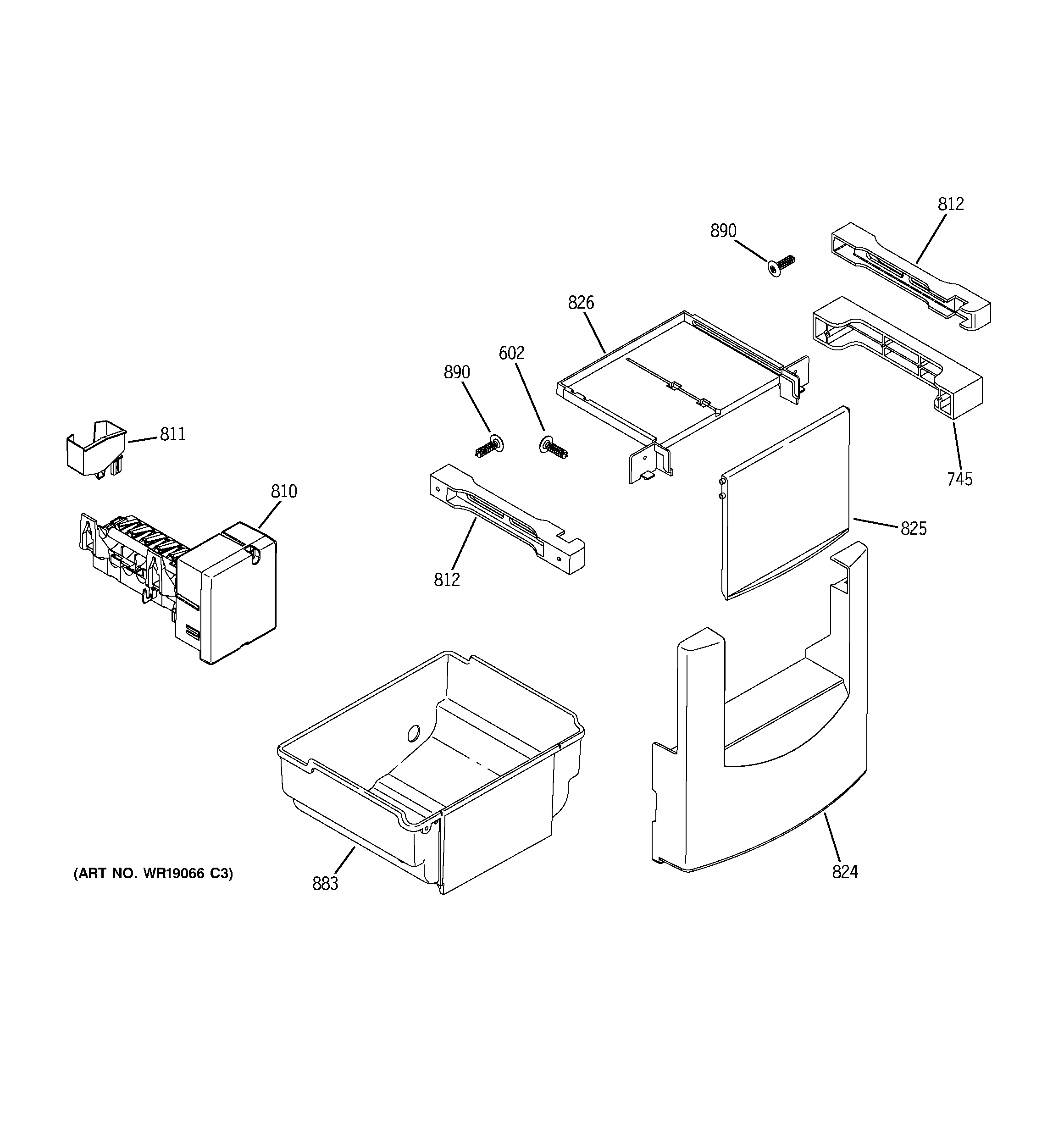 GE ZISS480NMB ice maker & dispenser diagram