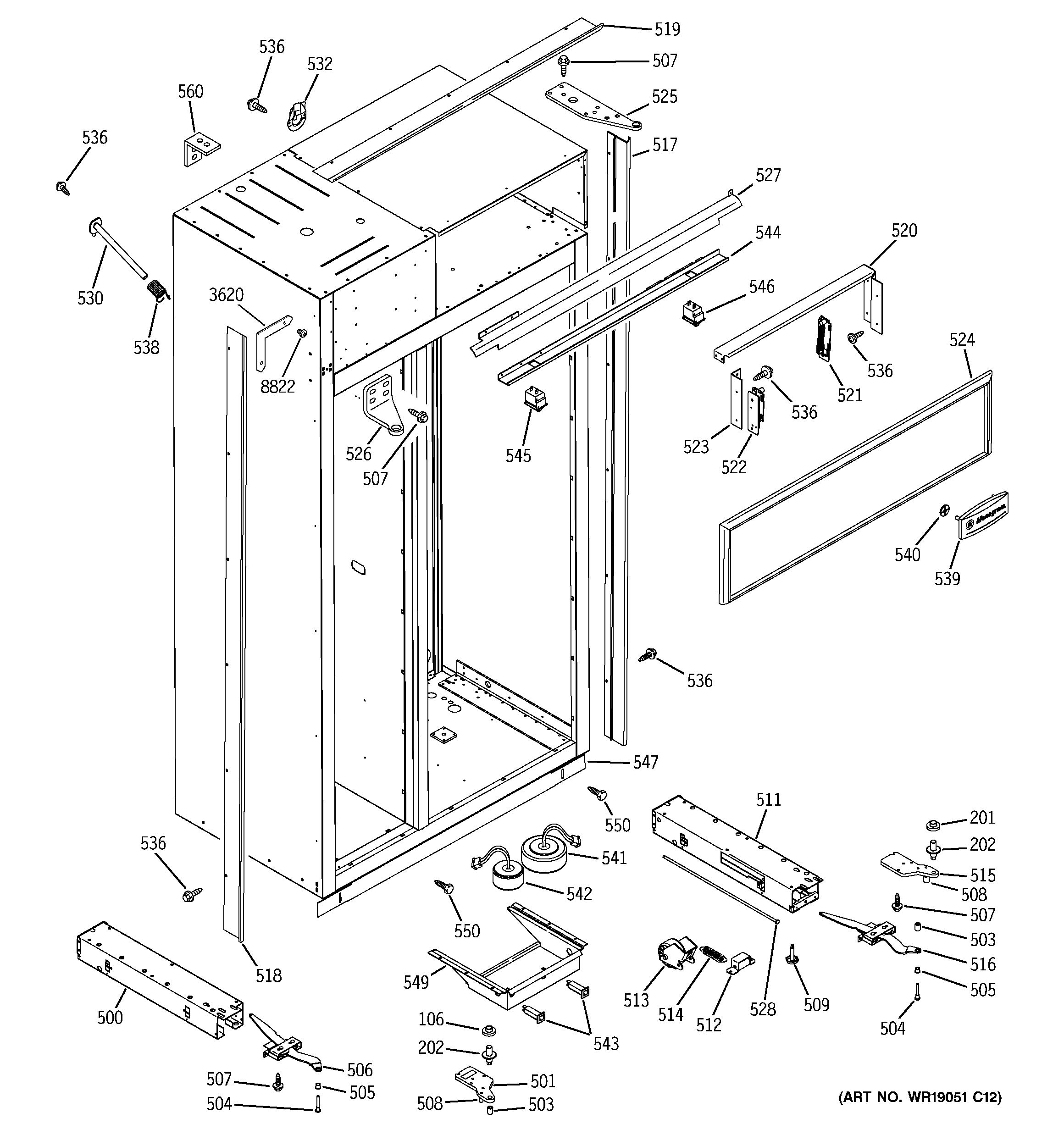 GE ZISS480NMB case parts diagram