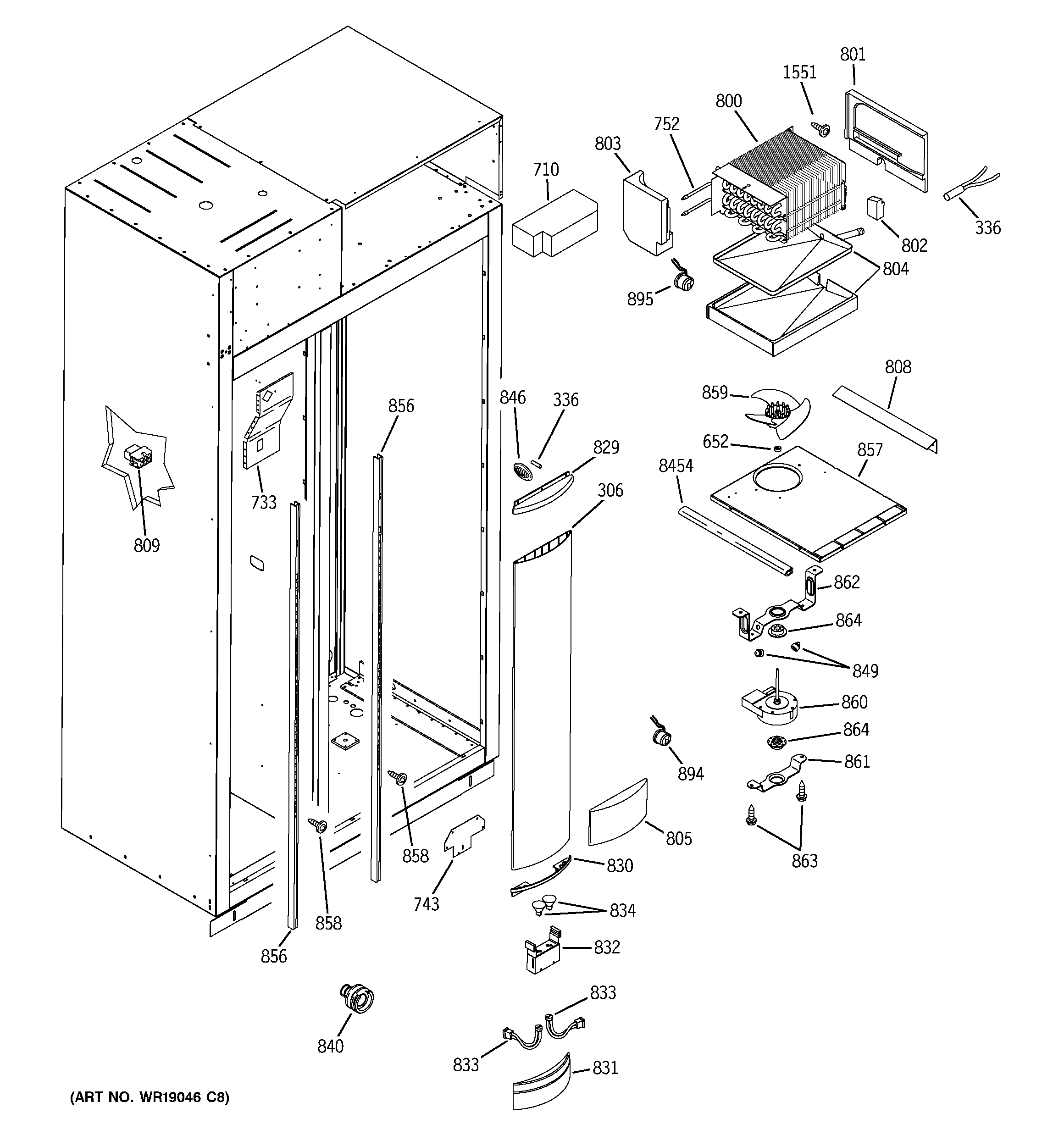 GE ZISS480NMC freezer section diagram