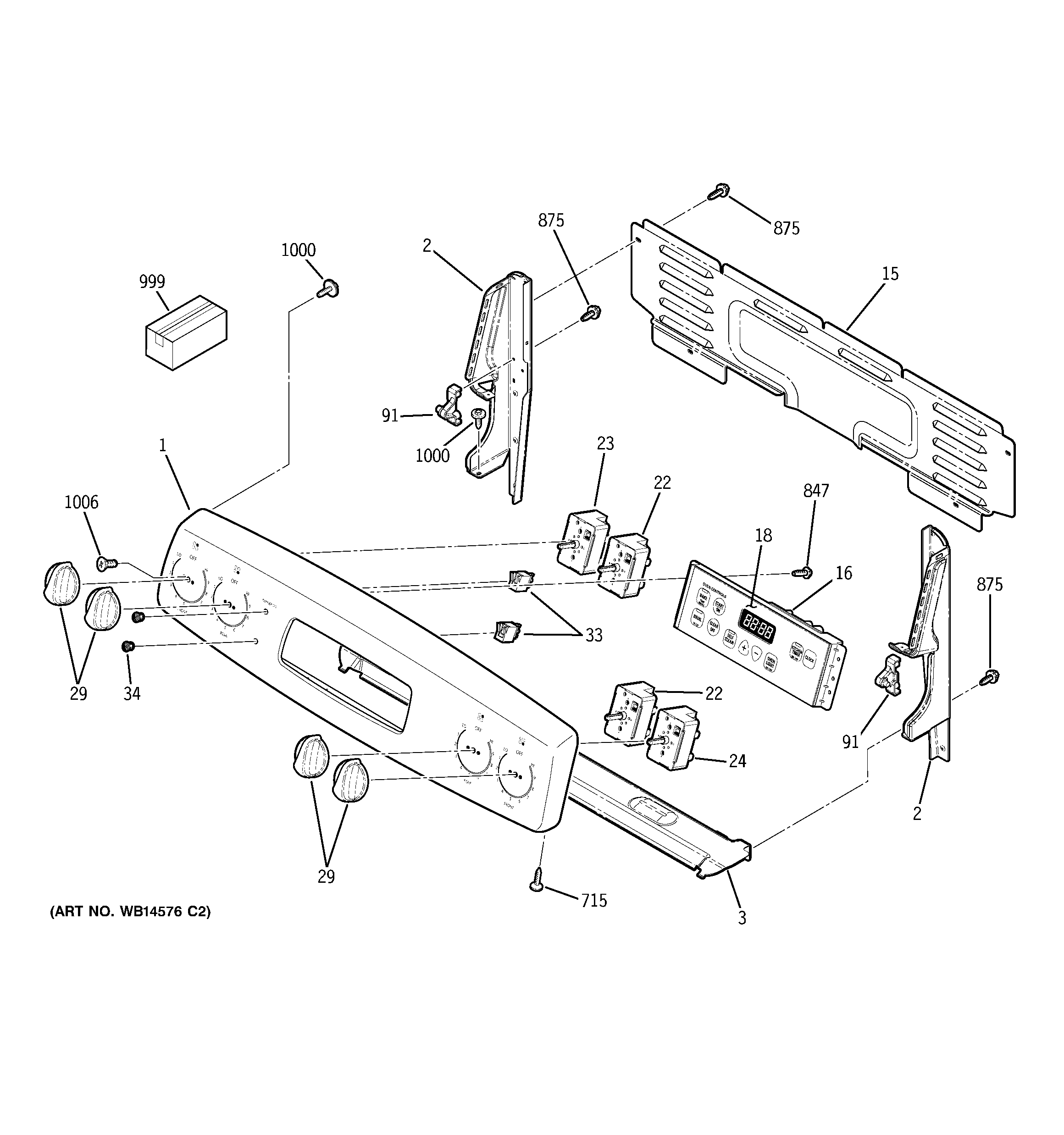 GE JB640DR1BB control panel diagram