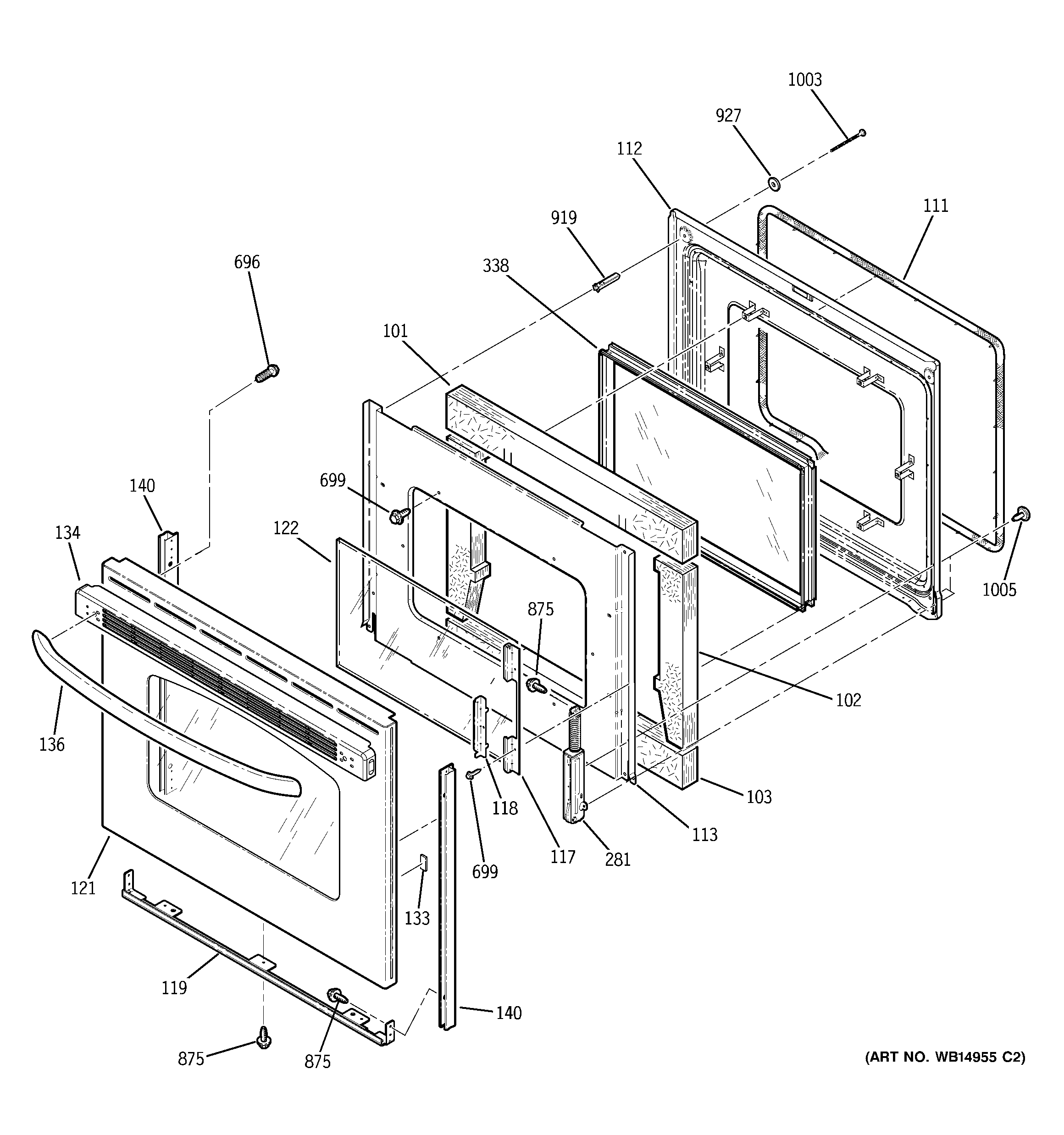 GE JB640SR1SS door diagram