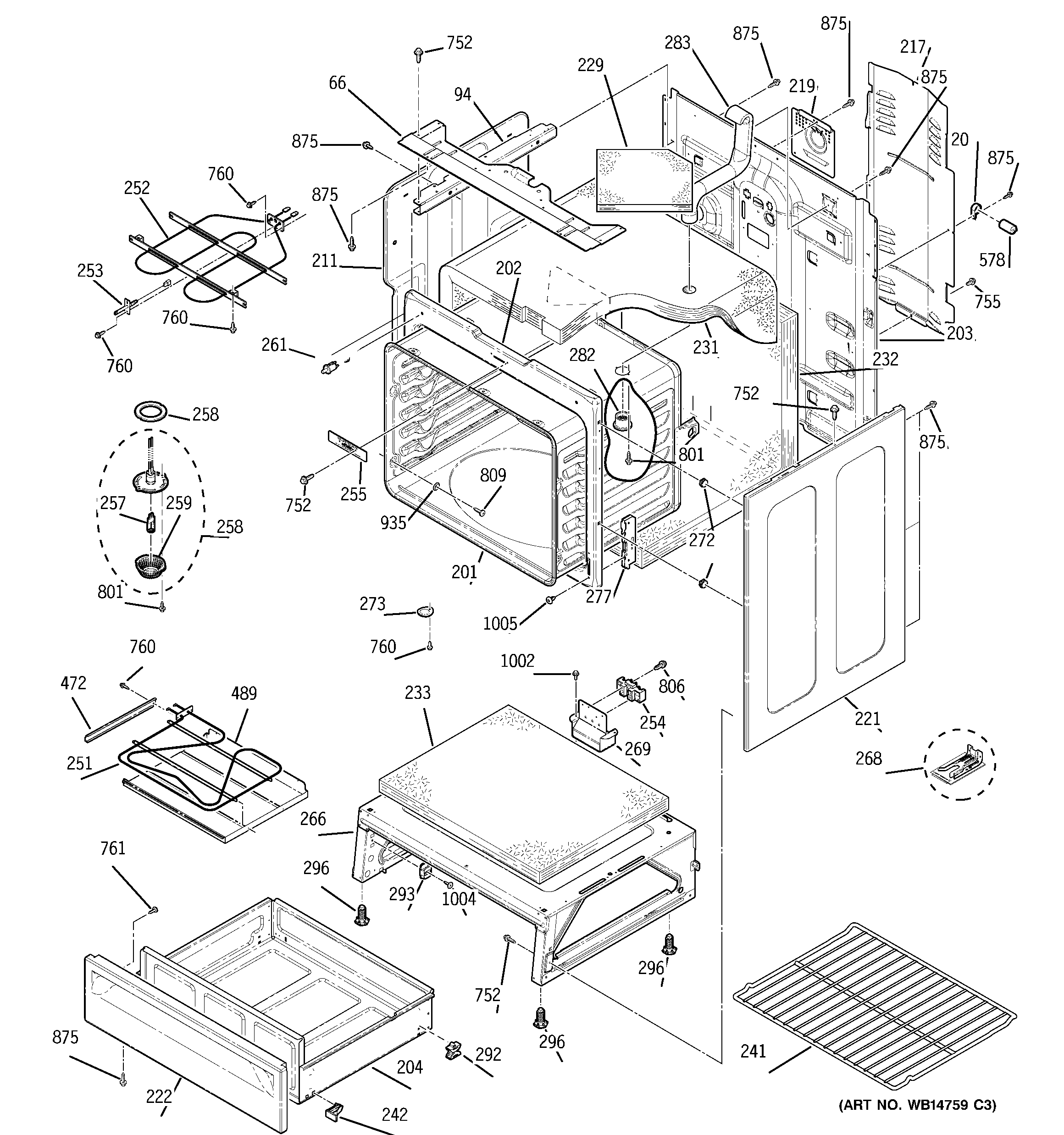 GE JB740DP1BB body parts diagram
