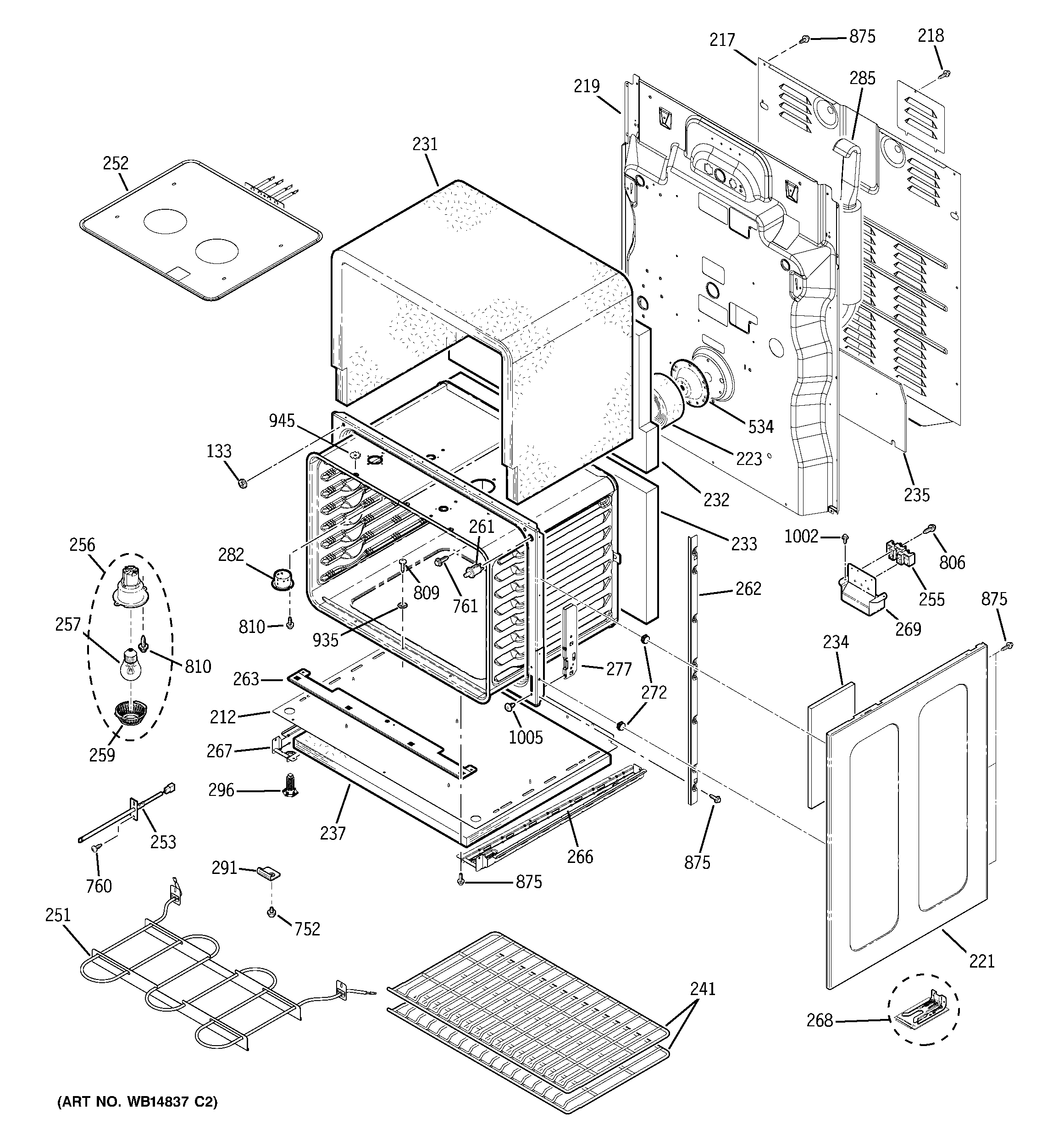 GE JB855SP1SS lower oven diagram