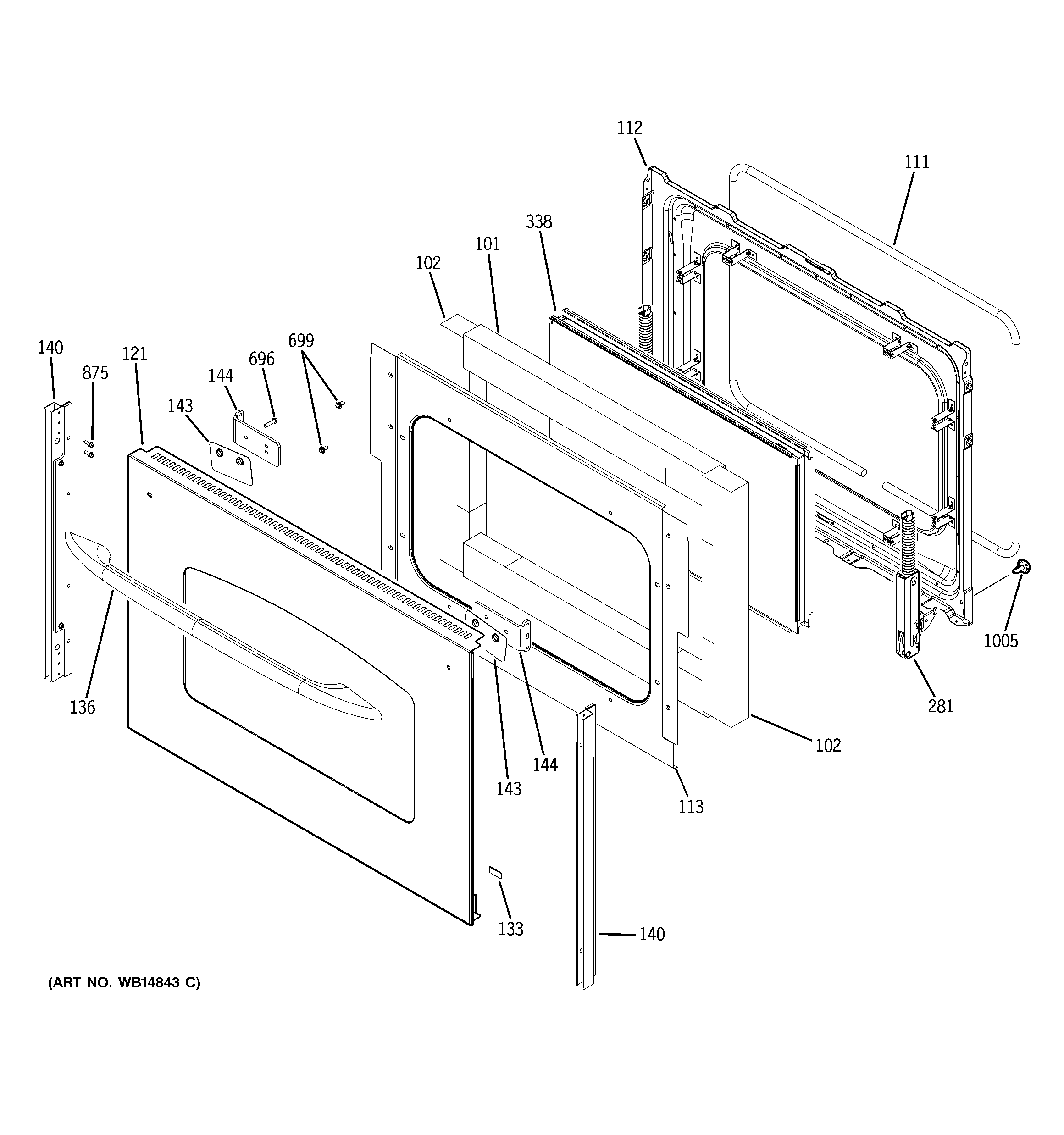 GE JB855SP1SS lower door diagram