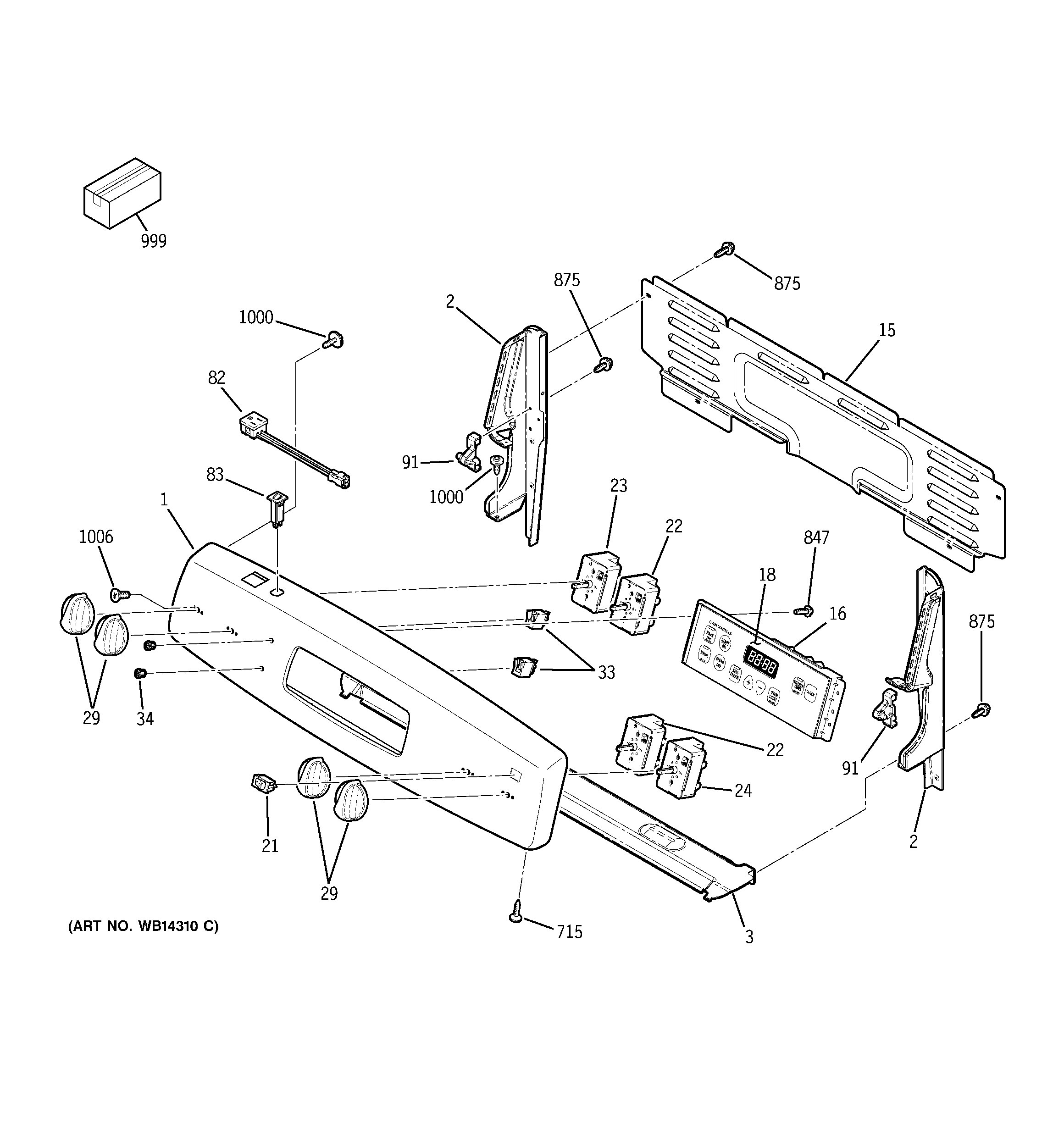 GE JCBP65DM2WW control panel diagram
