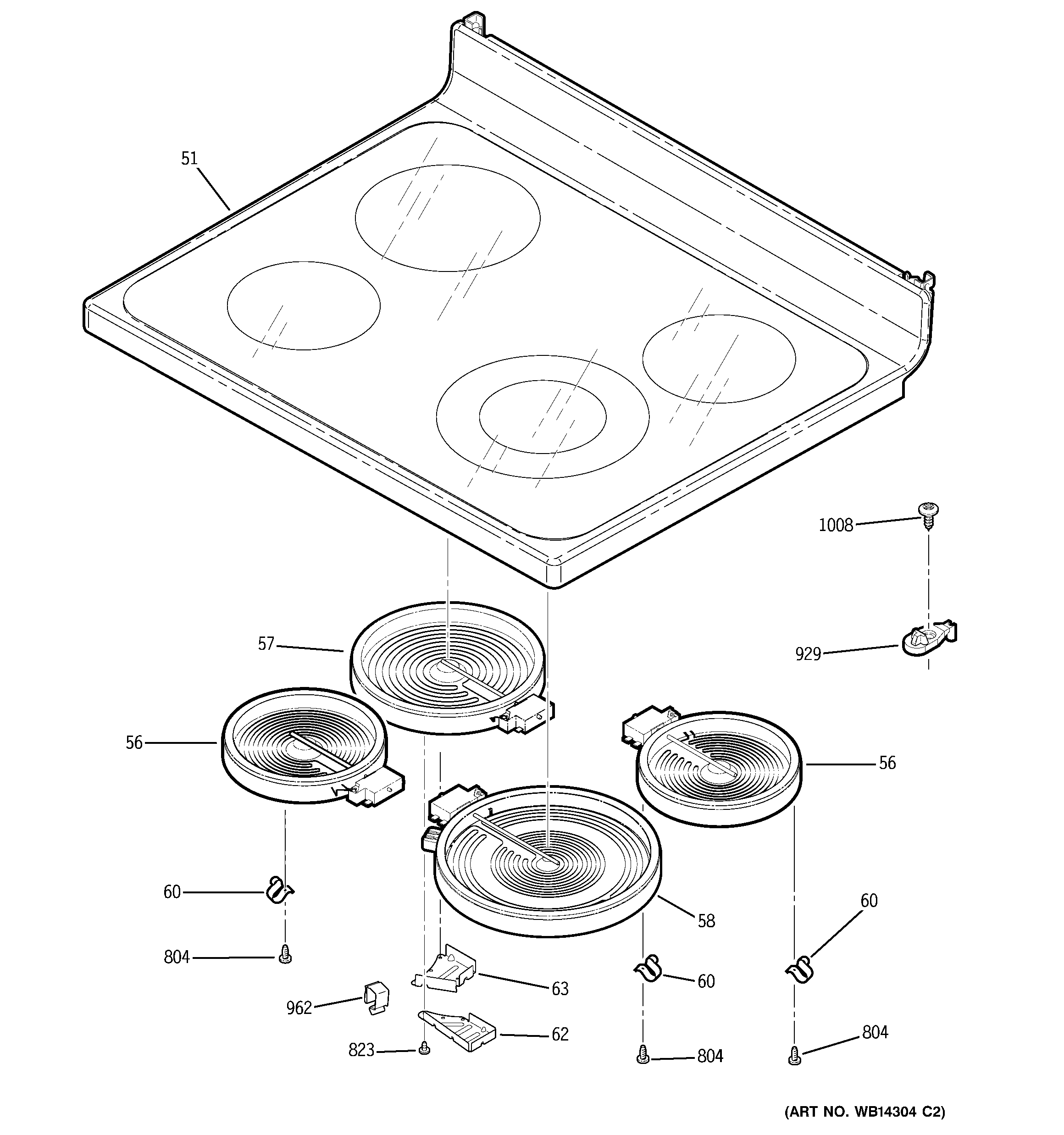 GE JCBP67SM2SS cooktop diagram