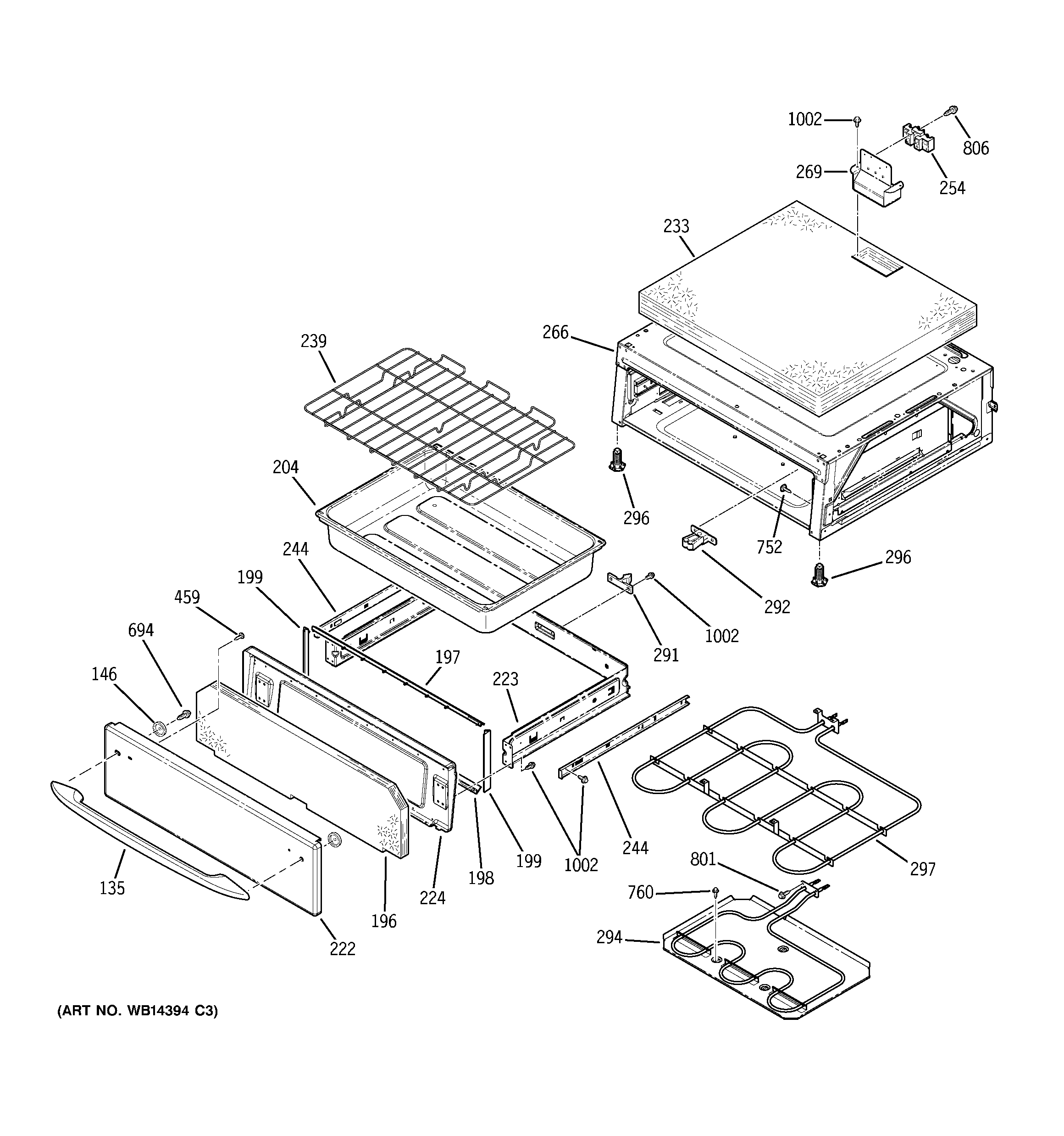 GE PB969DP1BB warming drawer diagram