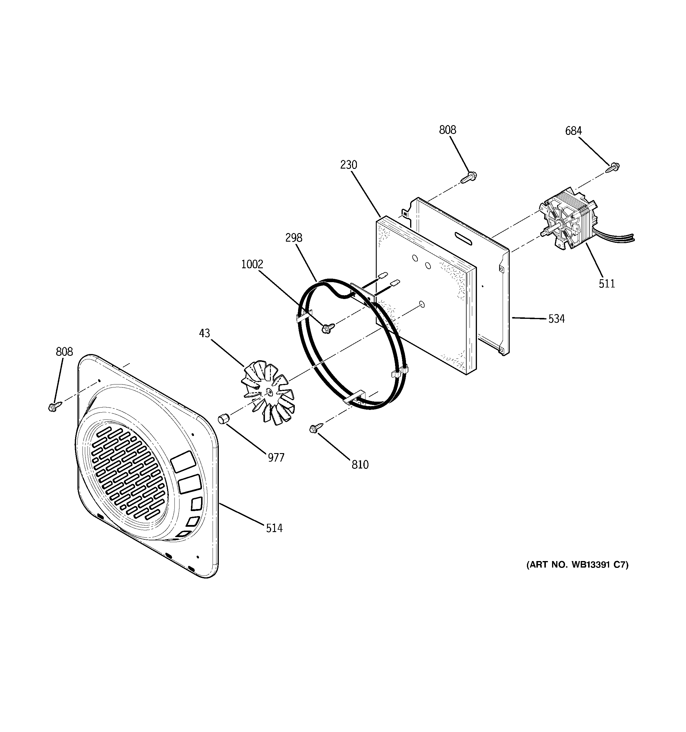 GE PB969DP1BB convection fan diagram