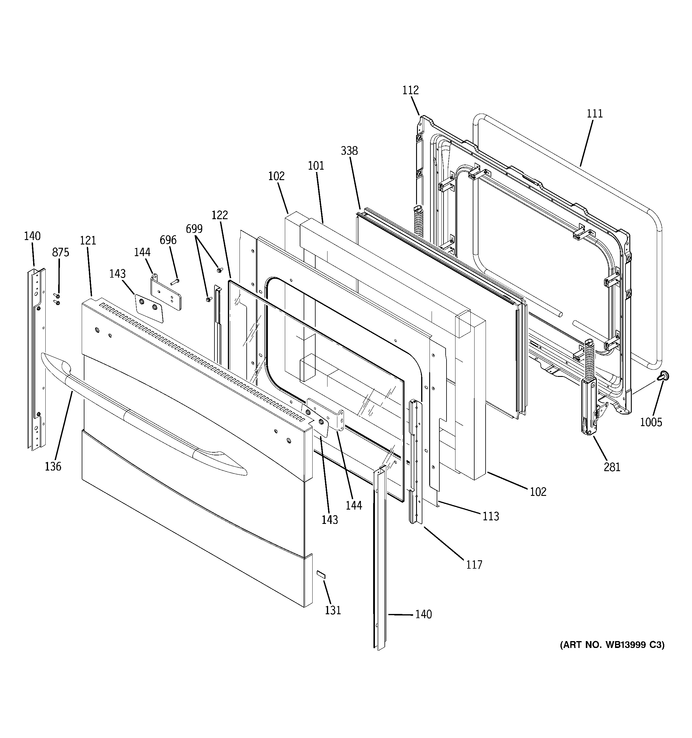 GE PB976SN1SS lower door diagram