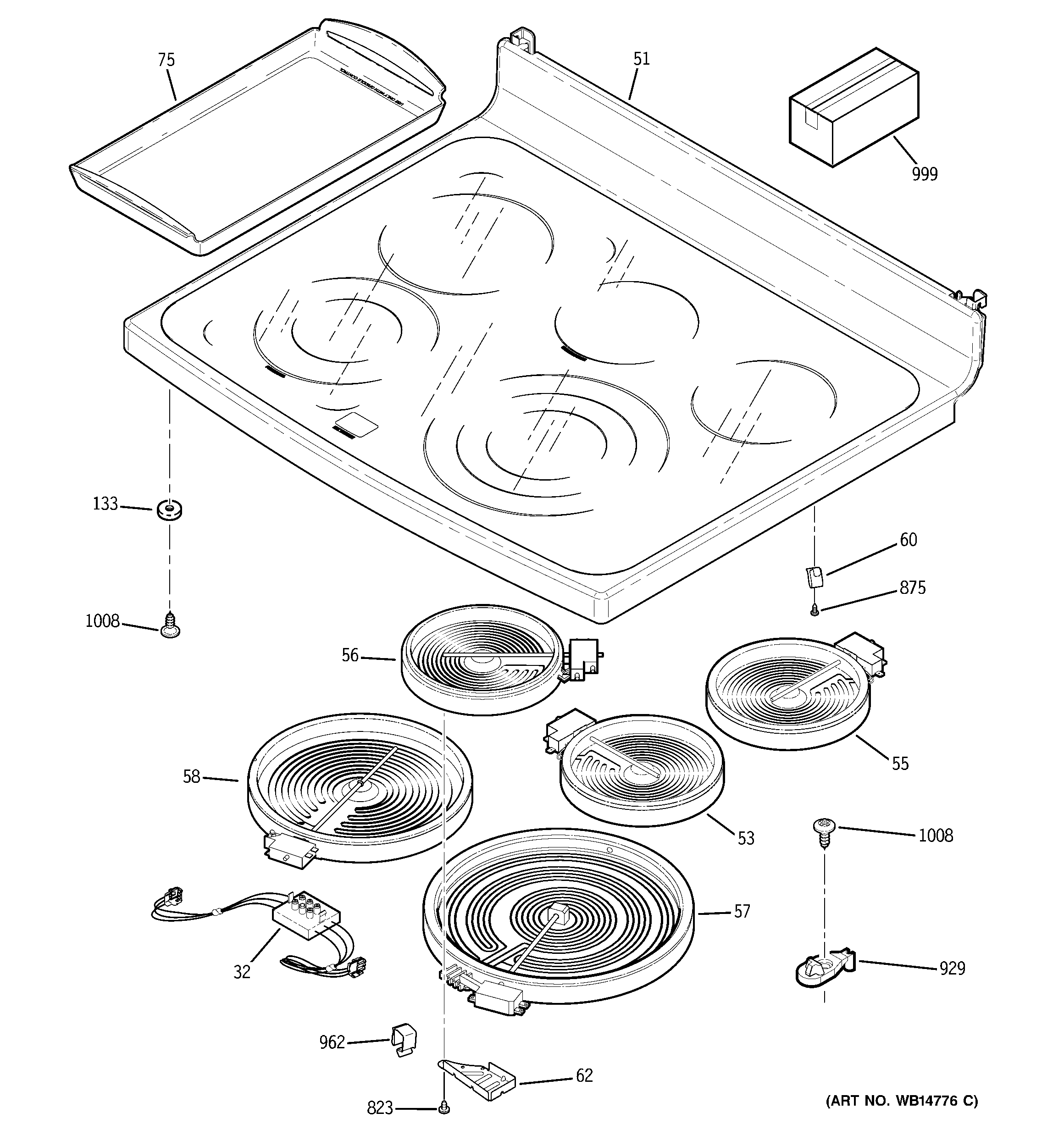 GE PB978DP1BB cooktop diagram