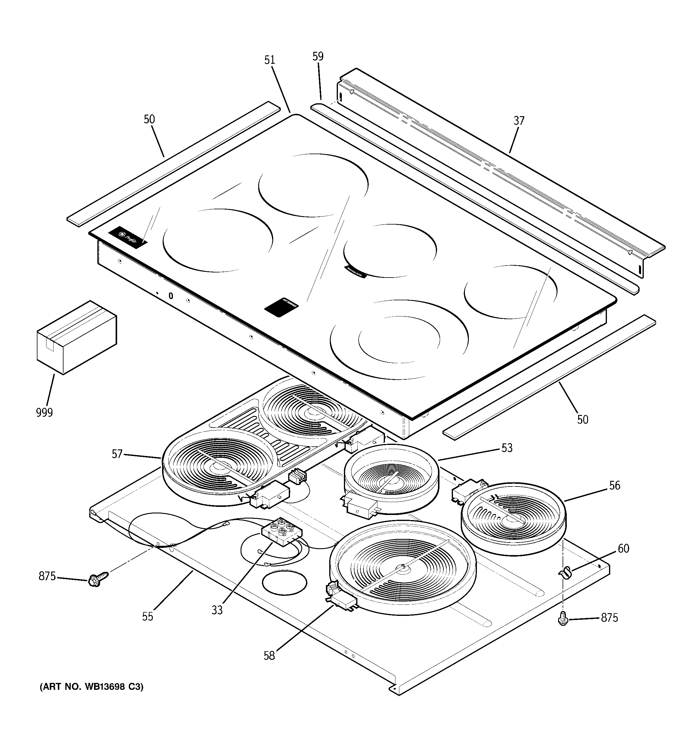 GE PD968SP1SS cooktop diagram