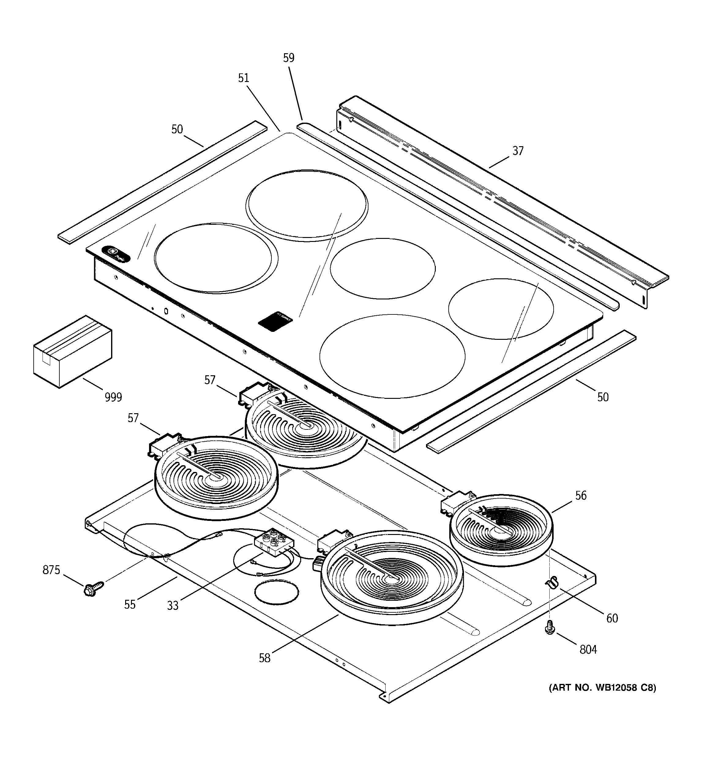 GE PS900DP1CC cooktop diagram