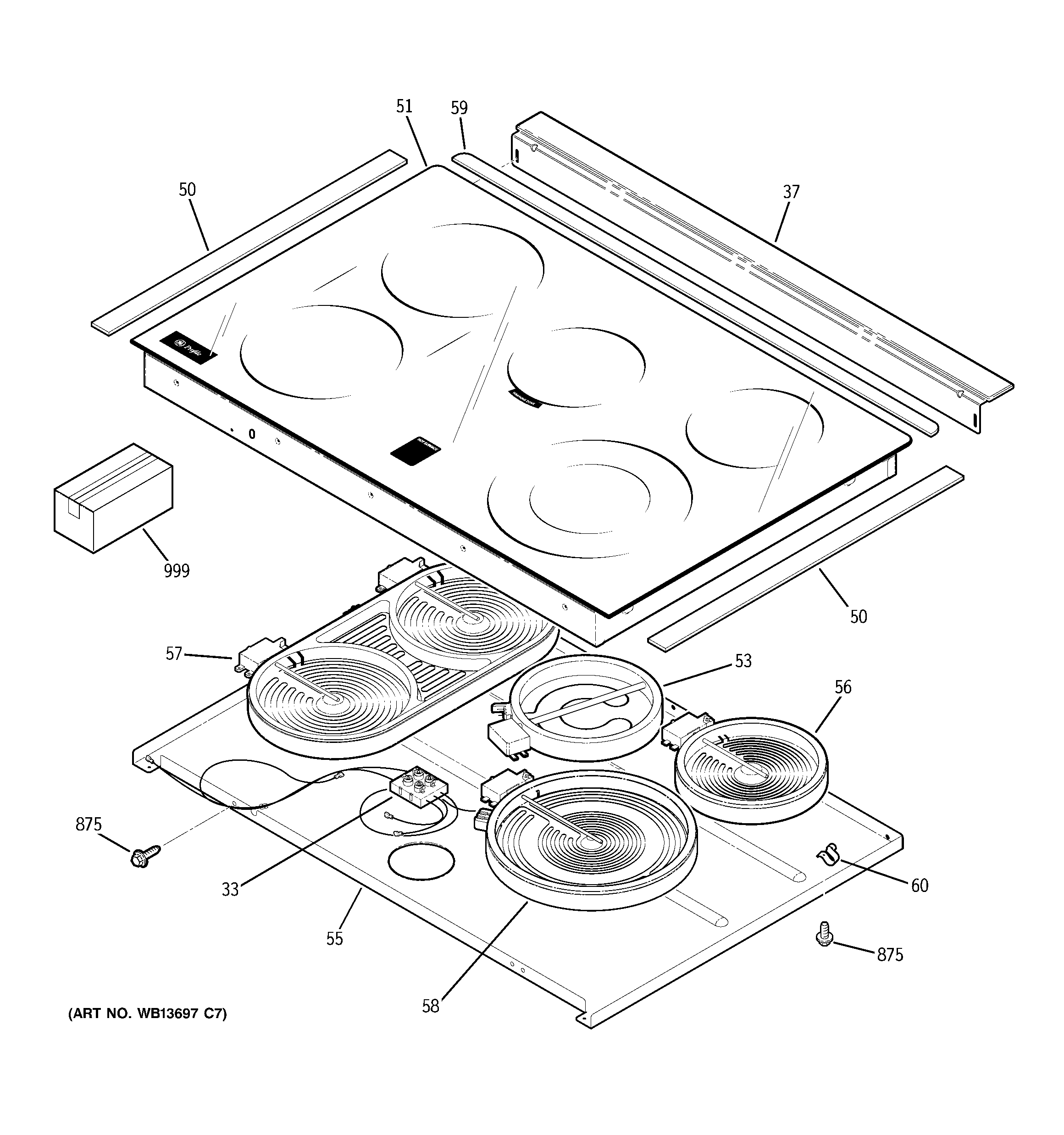 GE PS905TP1WW cooktop diagram