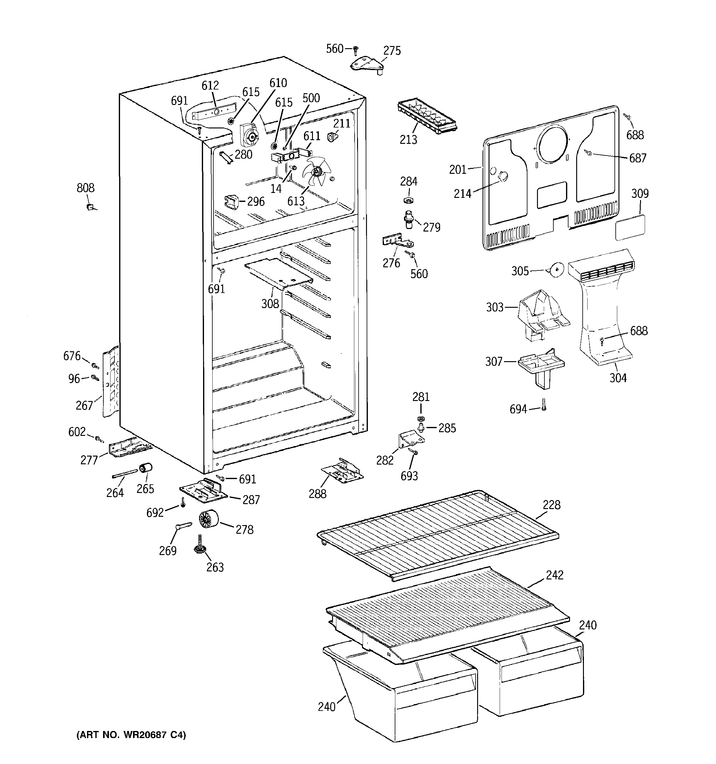 Hotpoint HTN17BBZZRCC cabinet diagram