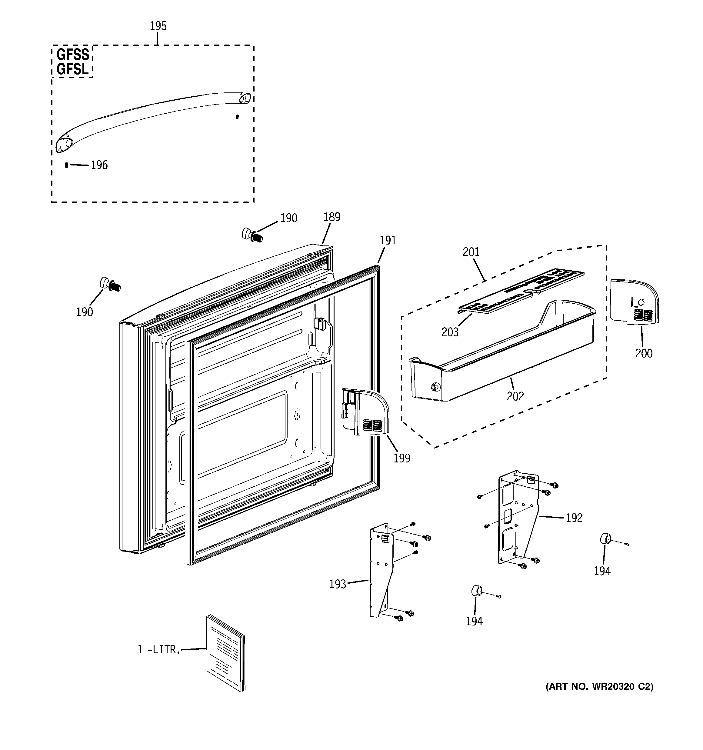 GE GFSS6KIXCSS freezer door diagram