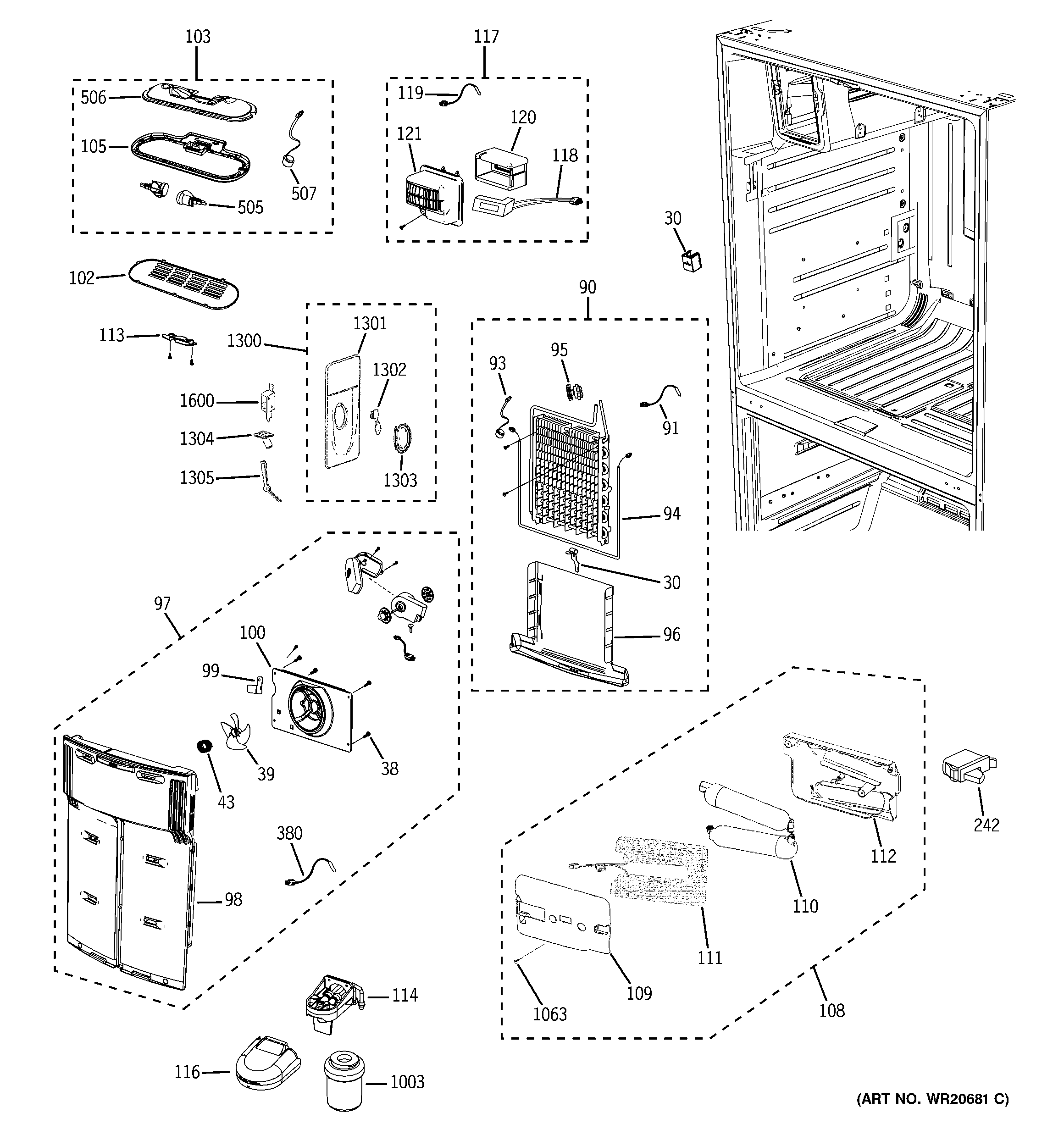 GE GFSS6KIXCSS fresh food section diagram