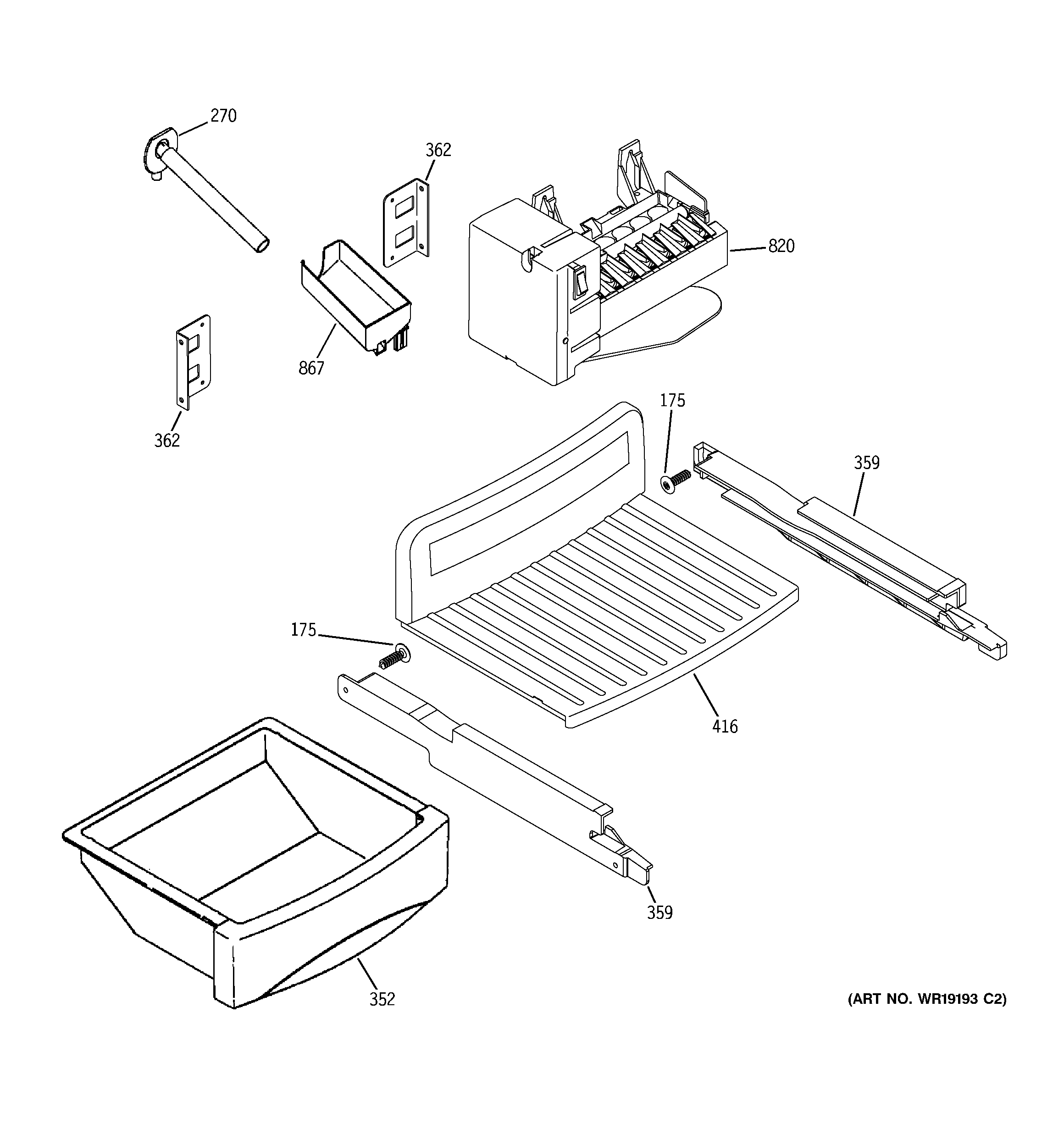 GE GSK25LCWJCCC ice maker & dispenser diagram