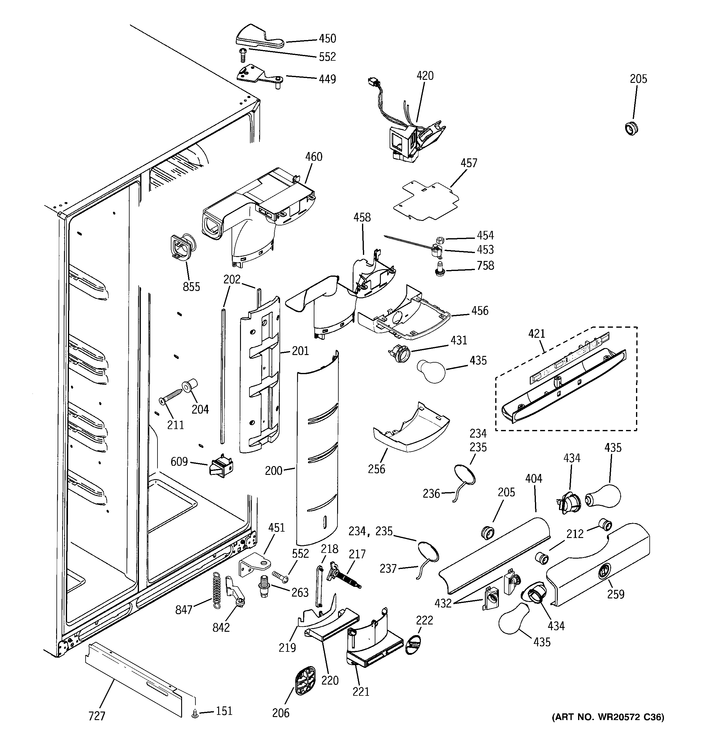 GE GSK25LCWJCCC fresh food section diagram