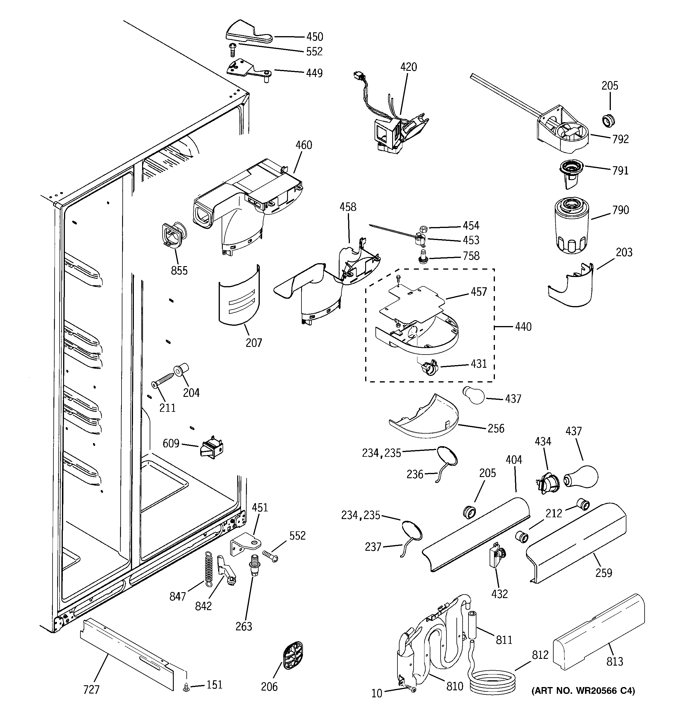 GE GSS23QGTMCC fresh food section diagram