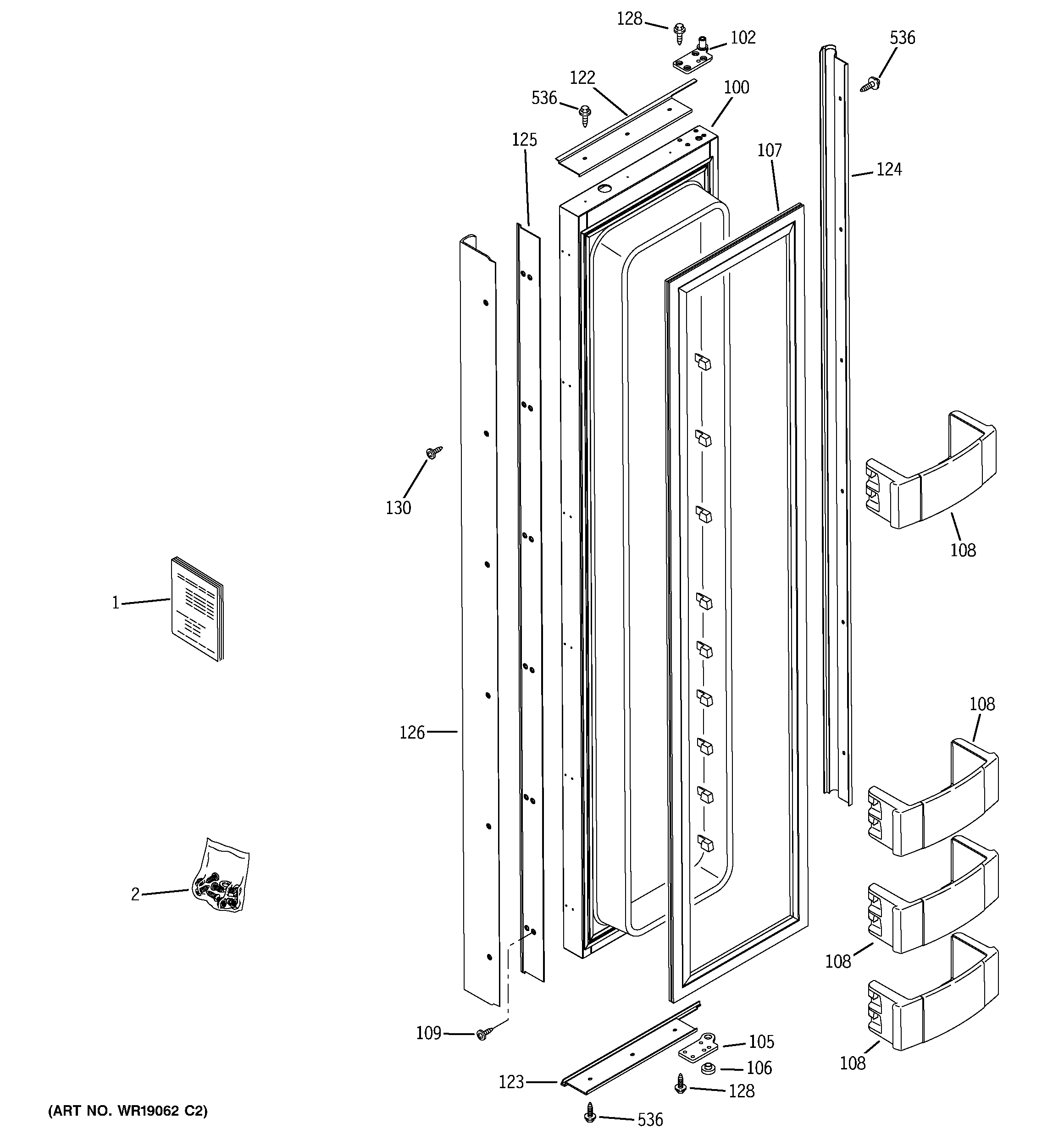 GE ZIS420NMD freezer door diagram
