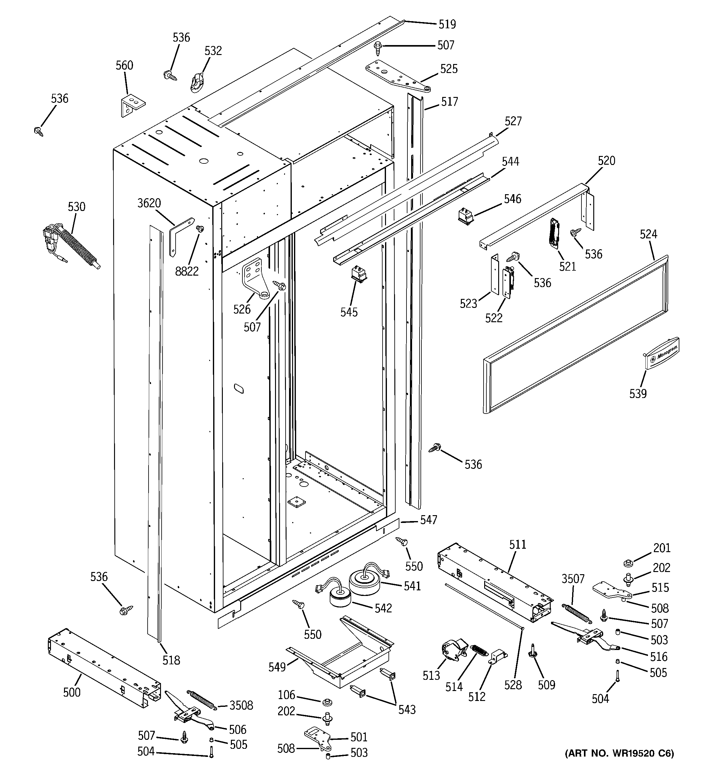 GE ZIS420NRE case parts diagram