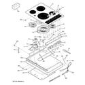 GE PP942BM3BB control panel & cooktop diagram