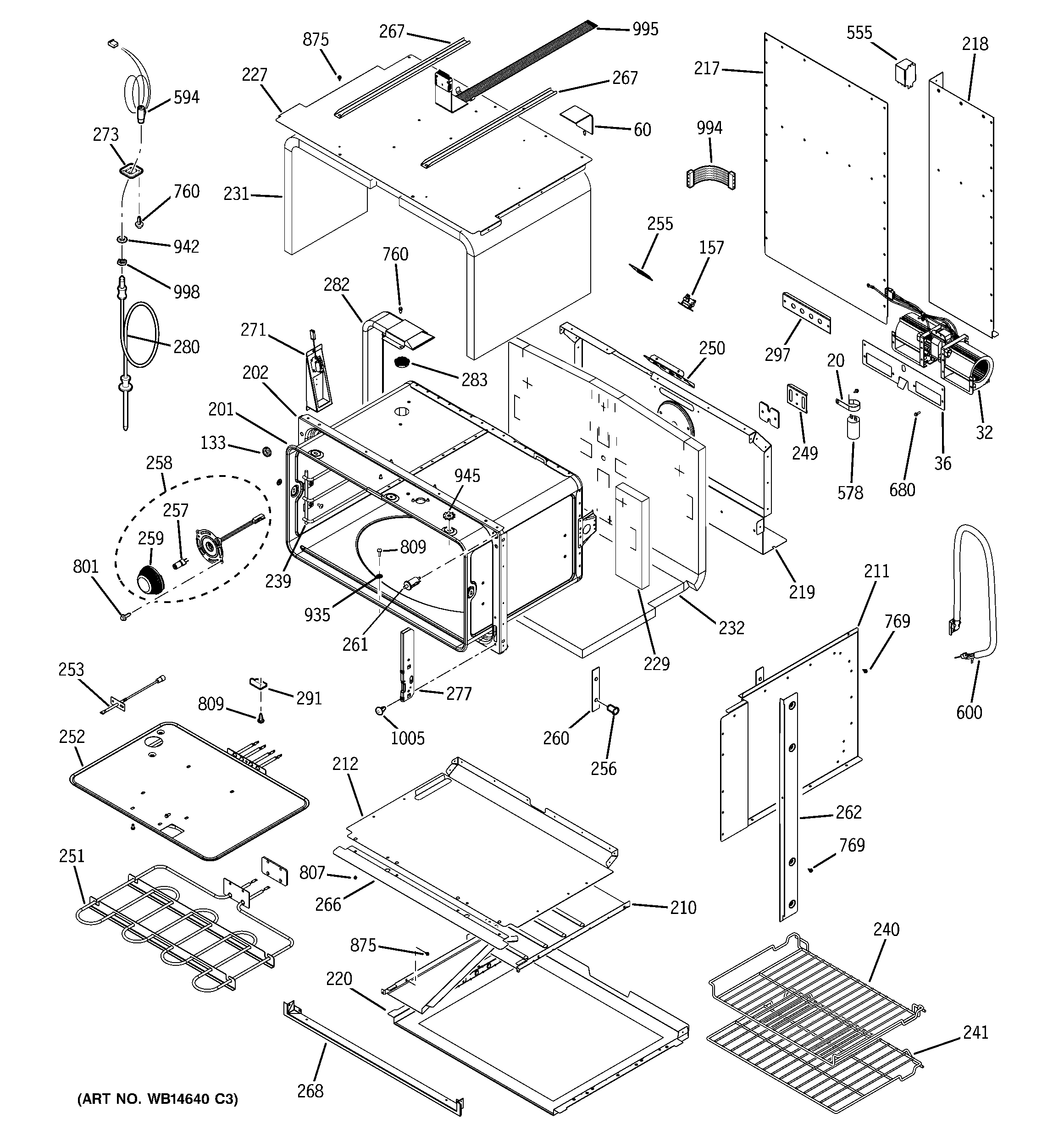 GE PT925DN2BB lower oven diagram