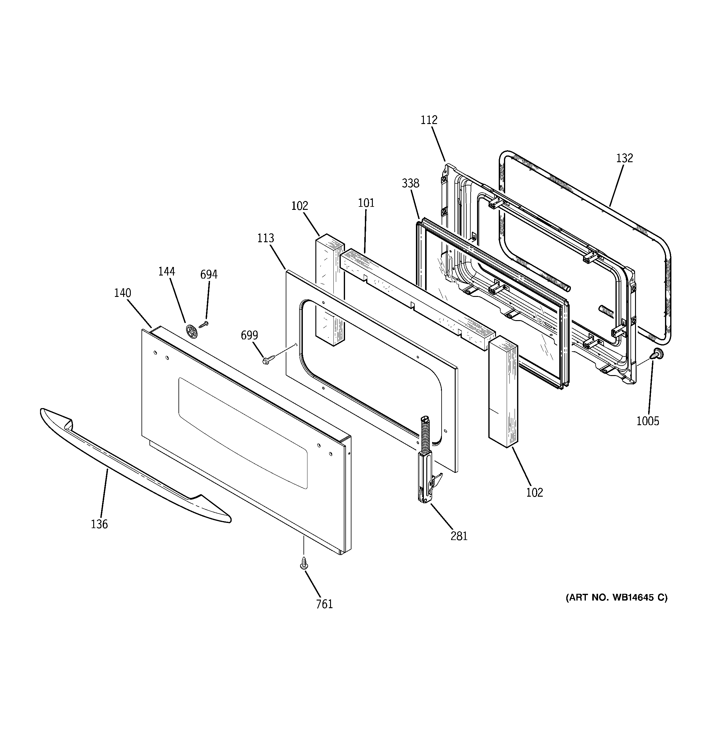 GE PT925DN2BB door diagram