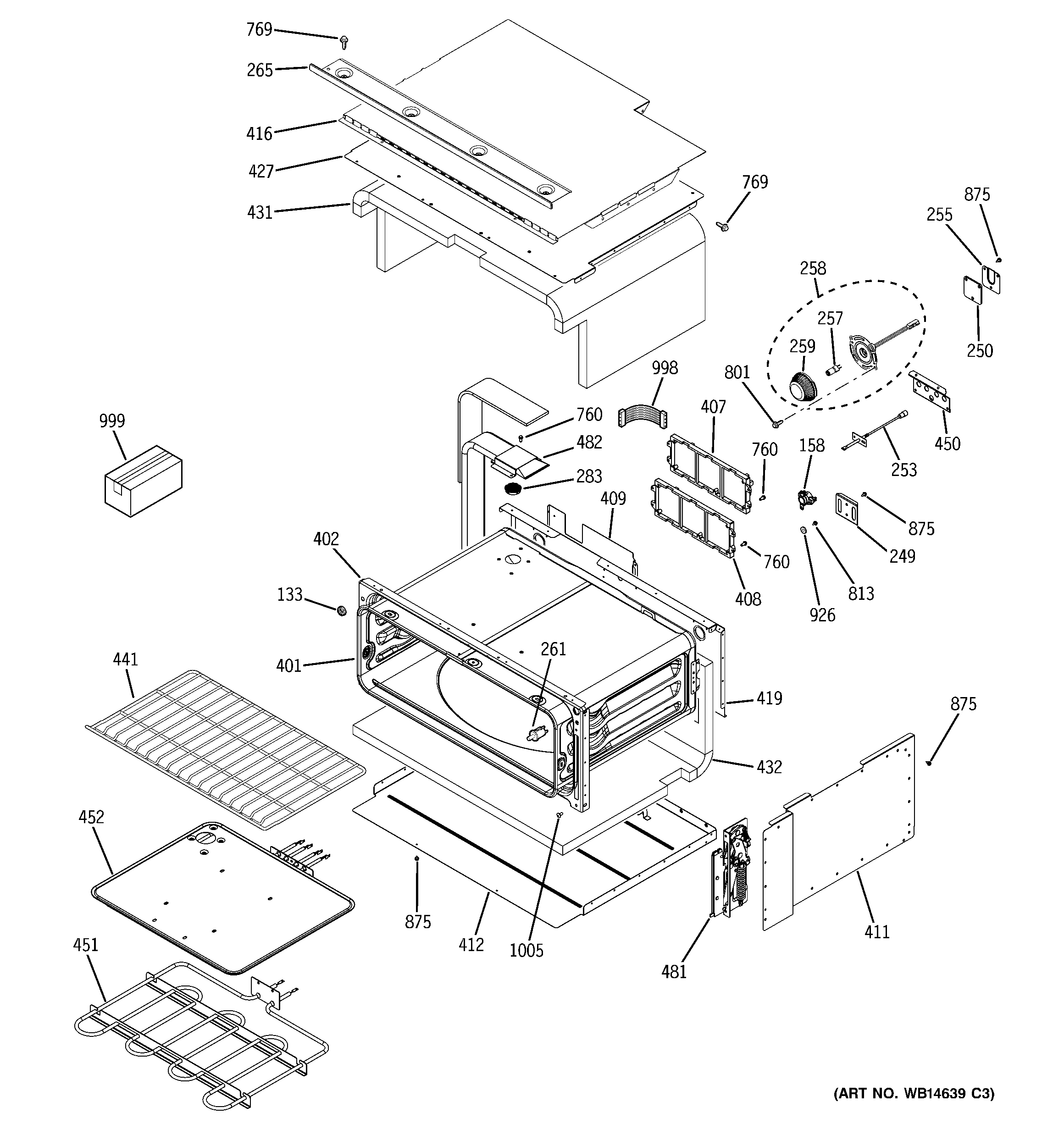 GE PT925SN3SS upper oven diagram