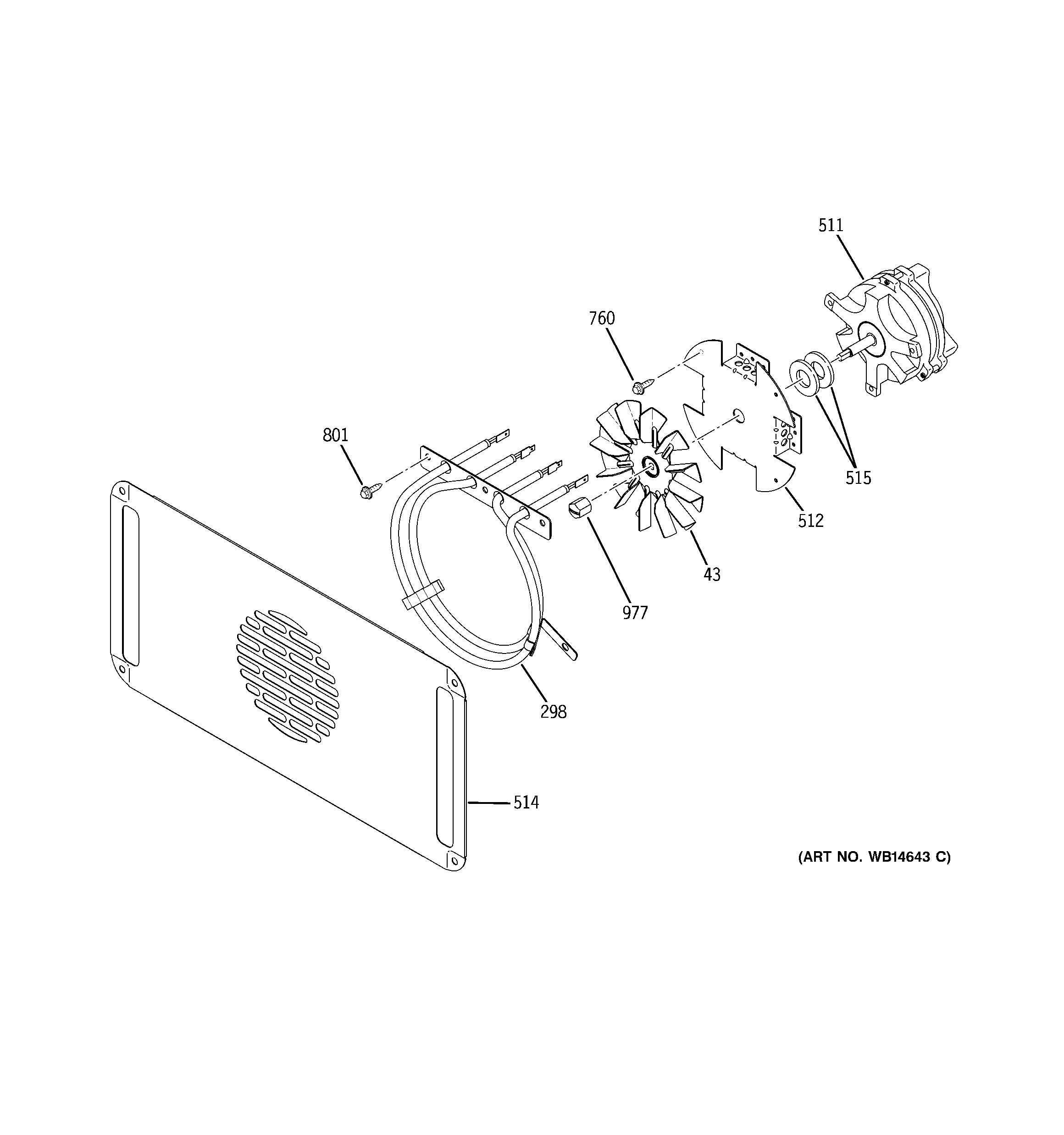 GE PT925SN3SS convection fan diagram