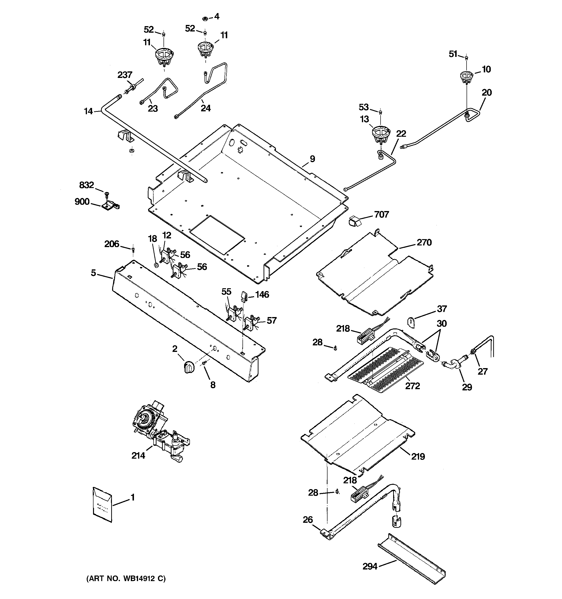 Hotpoint RGB745DEP4WH gas & burner parts diagram