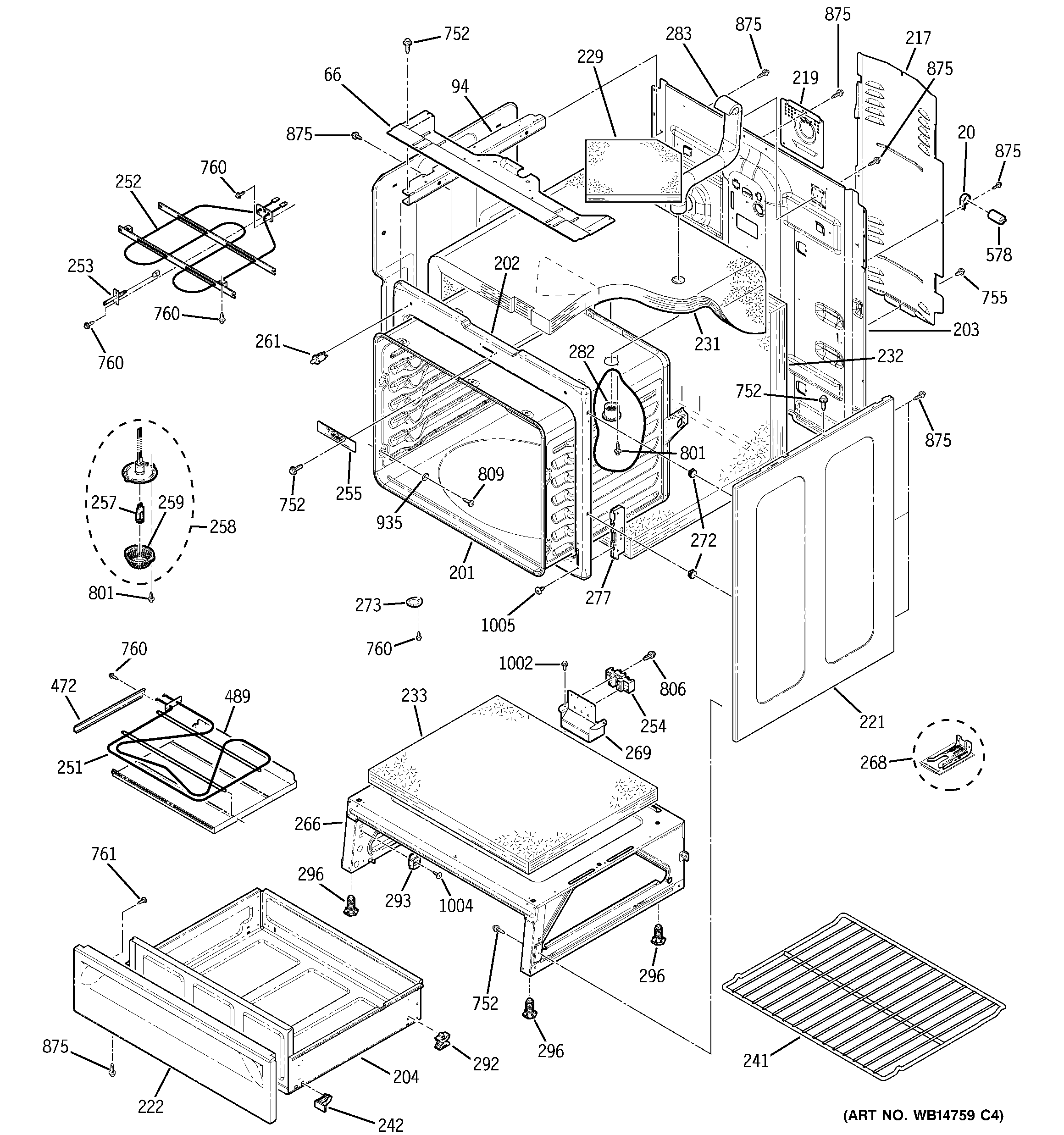 GE JB740DP2BB body parts diagram