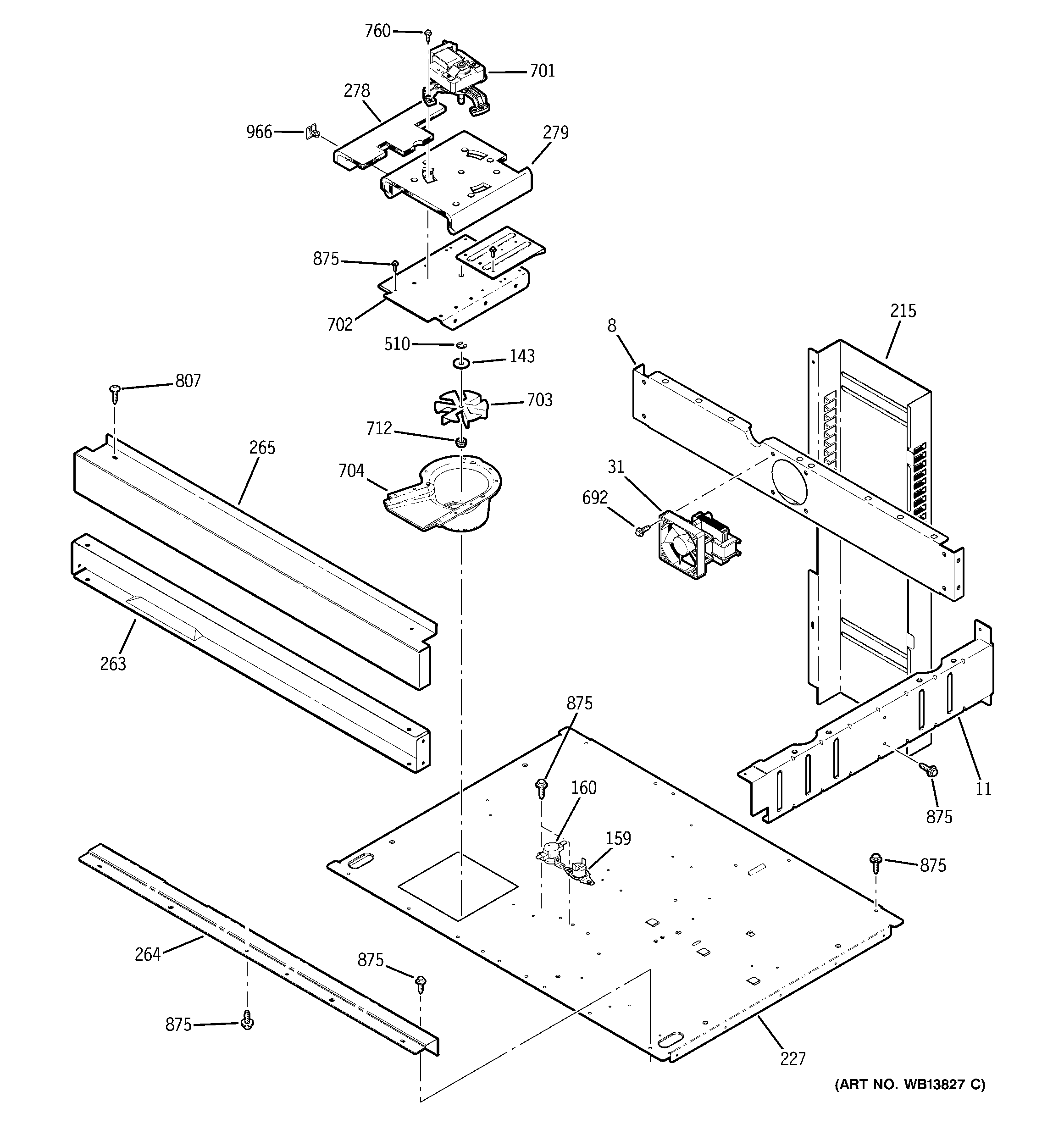 GE ZET2PL1SS center spacer diagram