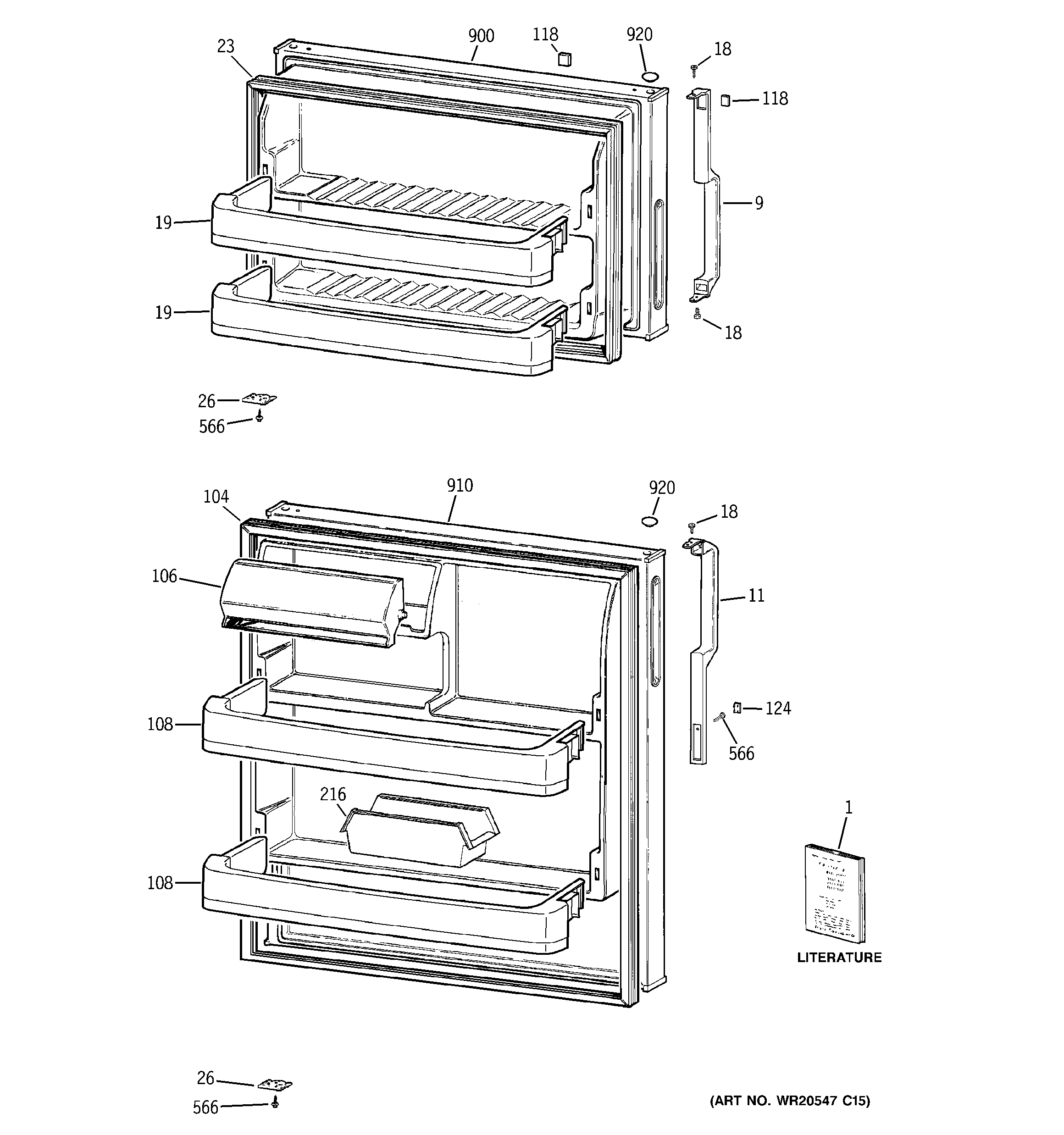 GE GTE16HBWNRWW doors diagram