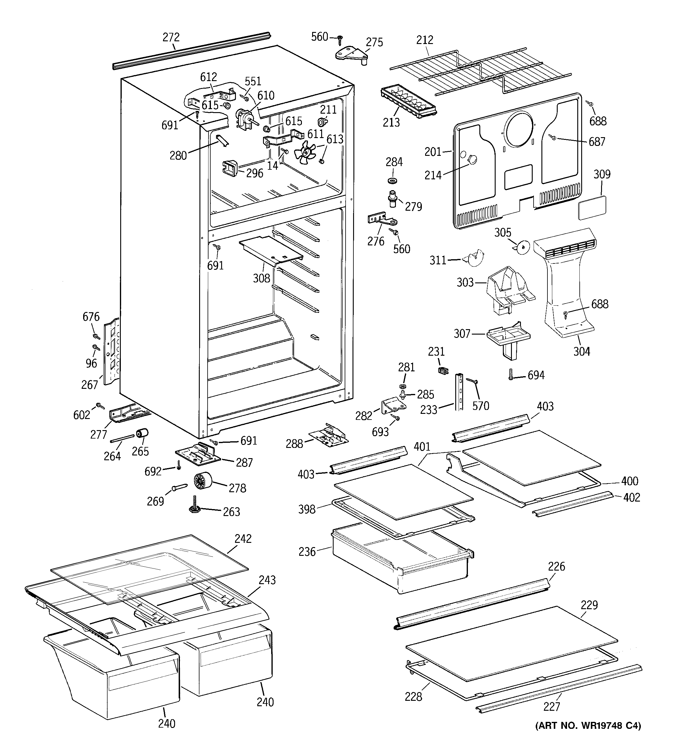 GE GTE16HBWNRWW cabinet diagram
