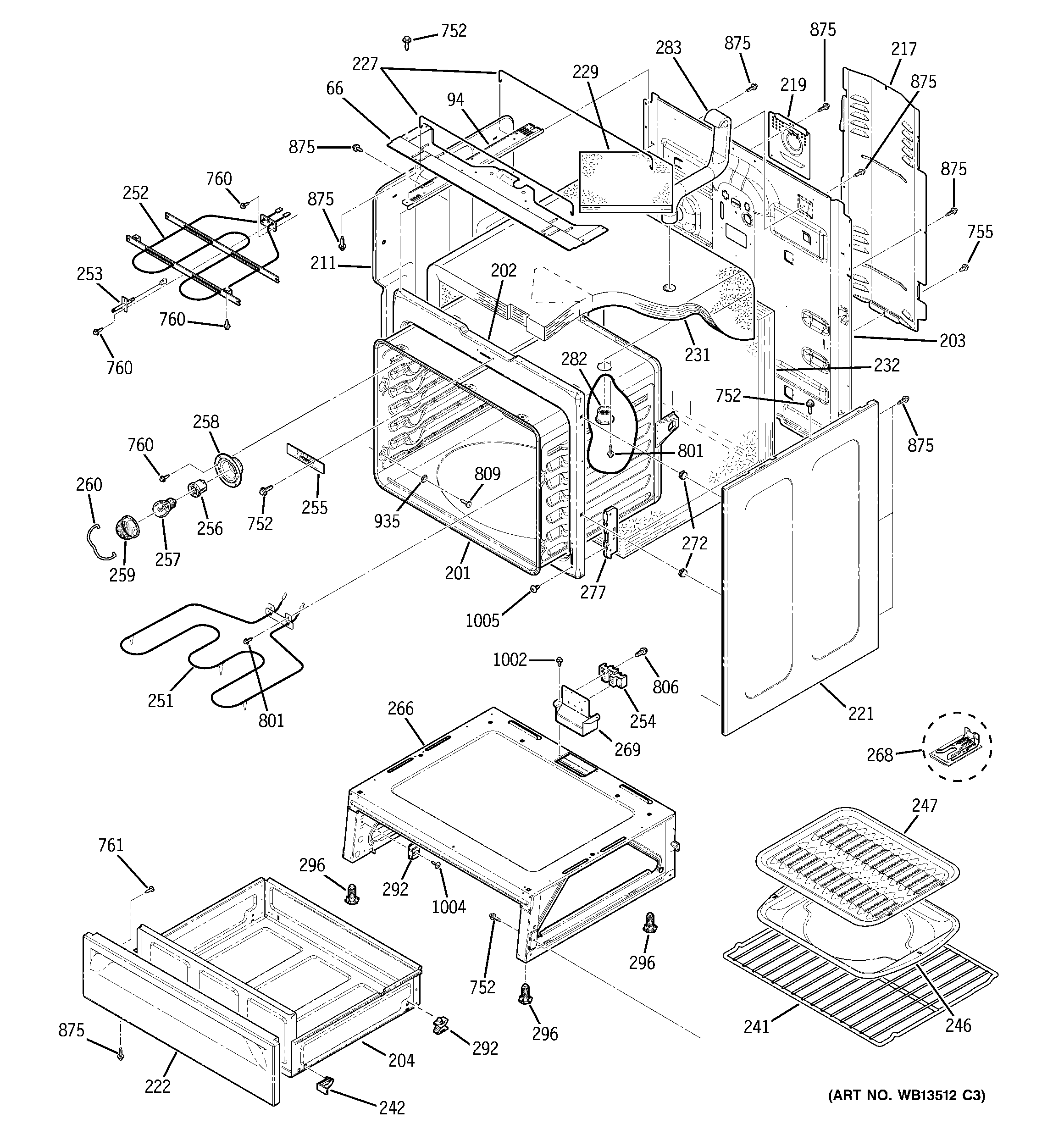 GE JBP66BK2CT body parts diagram