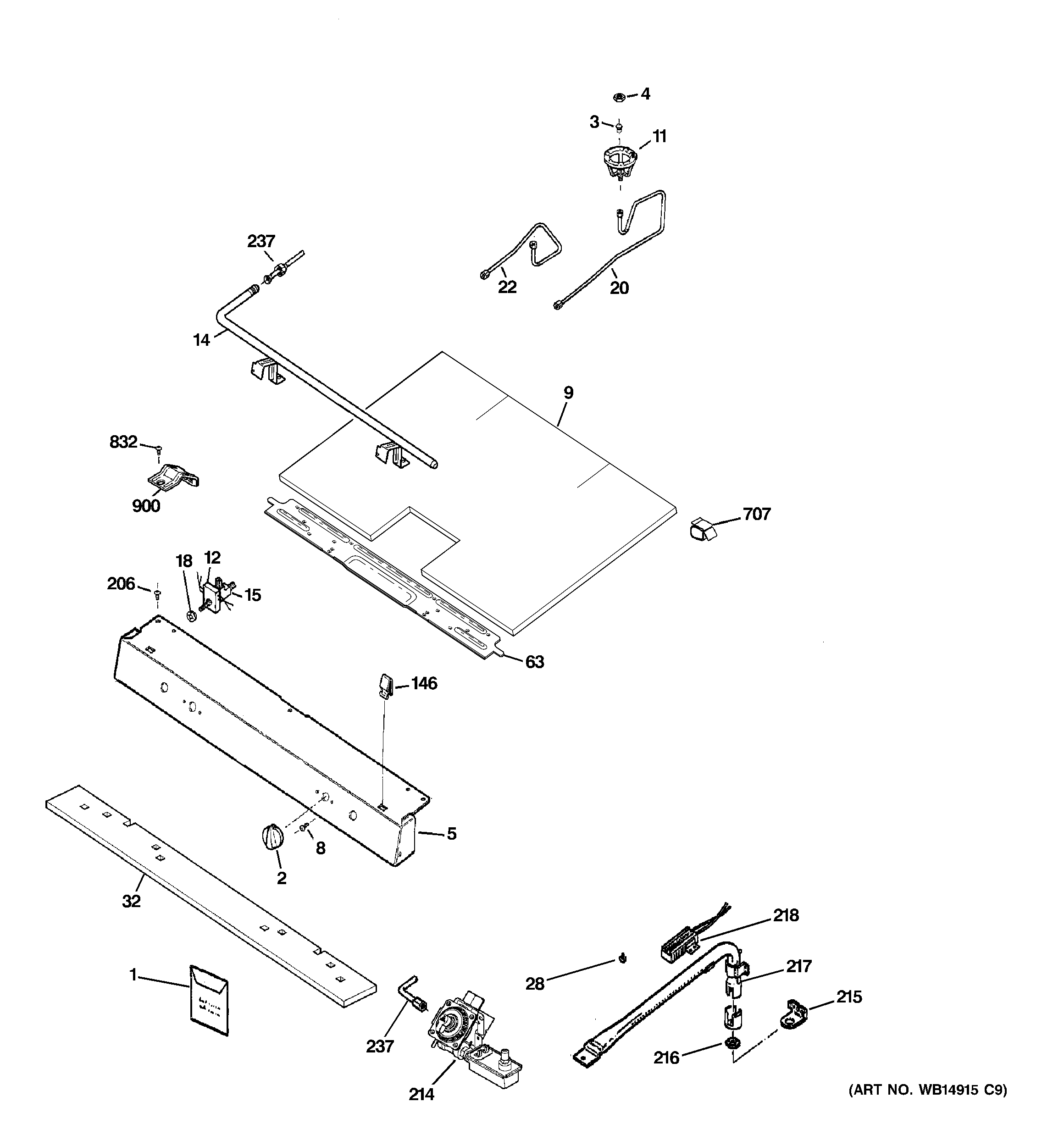 GE JGBS18GER1SA gas & burner parts diagram