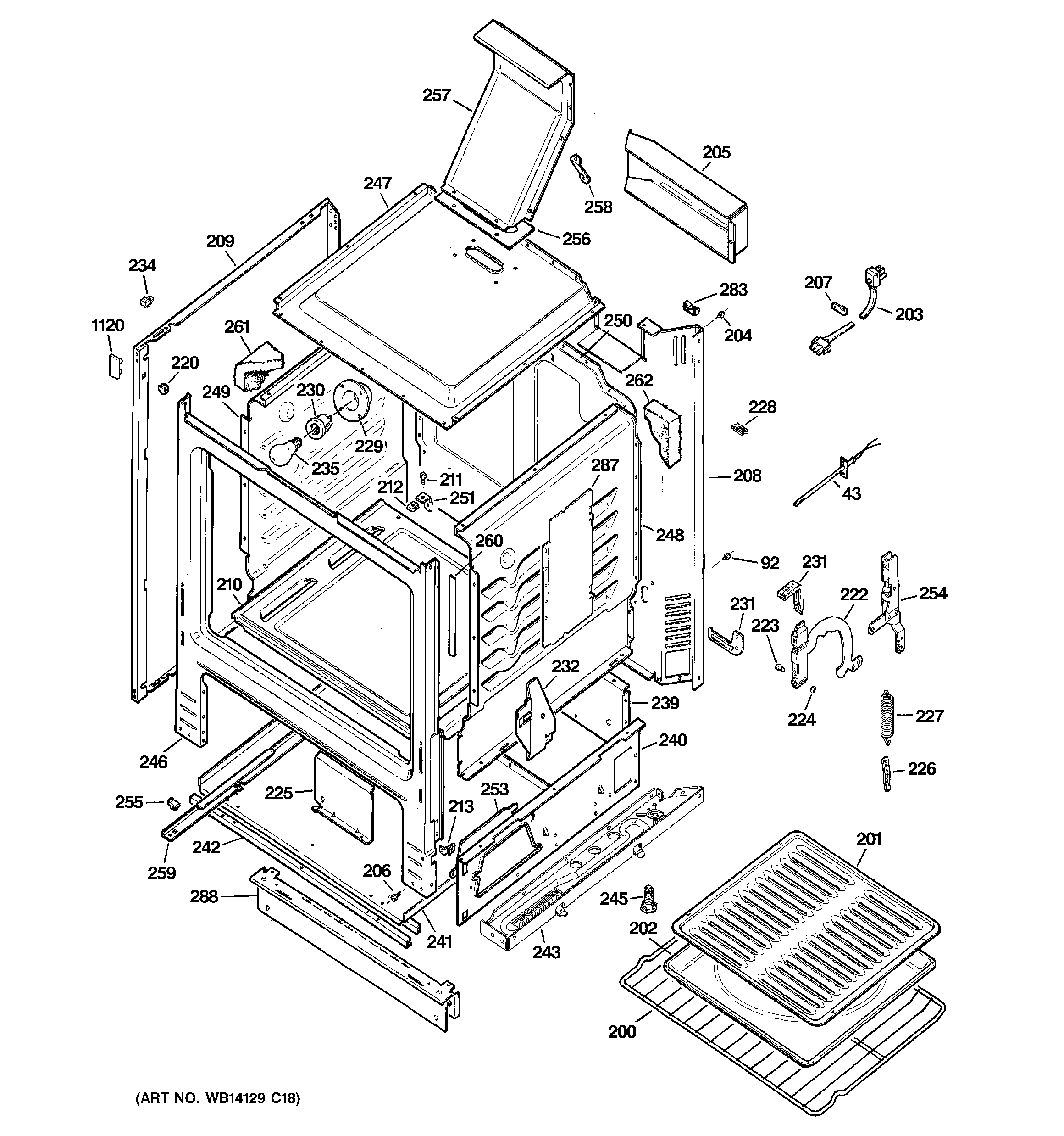 GE JGBS18GER1SA body parts diagram