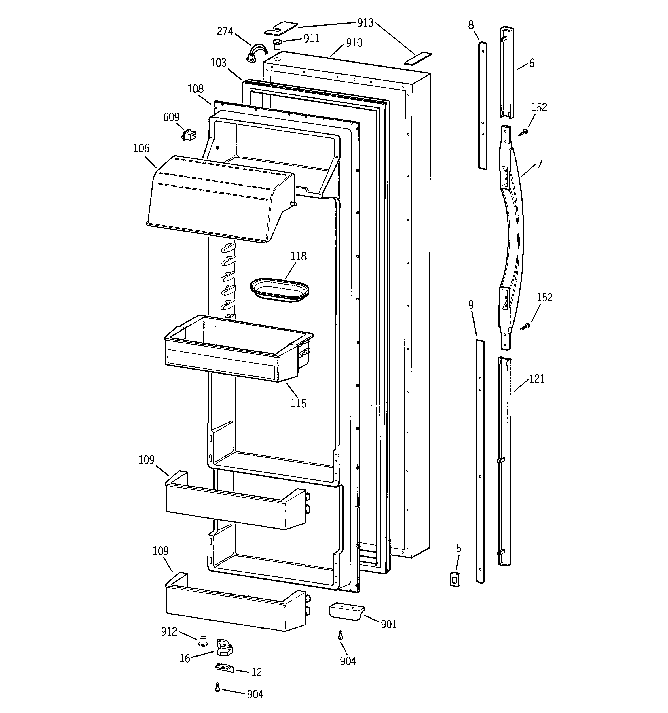 GE TPX24PRDBWW fresh food diagram