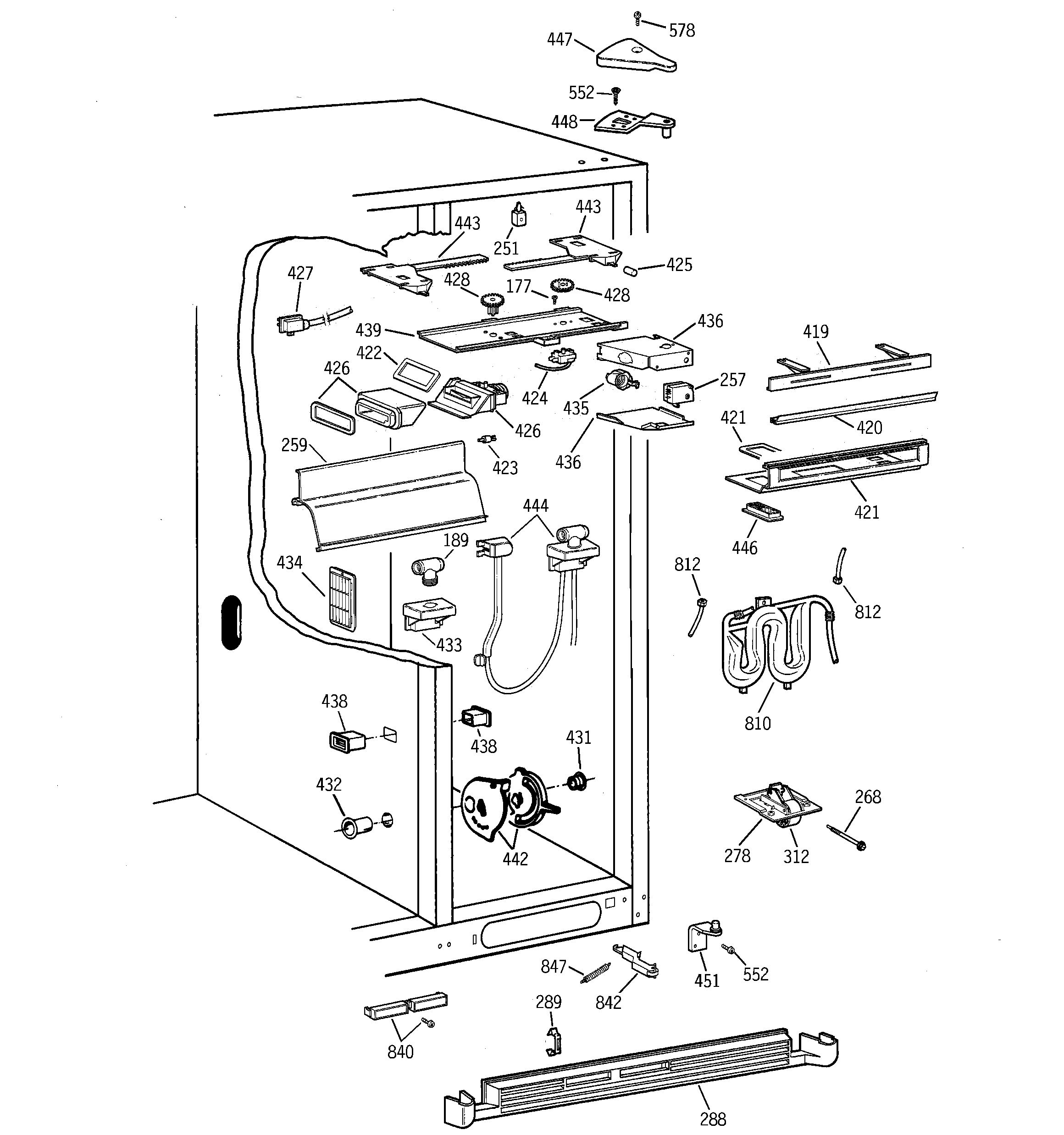 GE TPX24PRDBWW fresh food section diagram