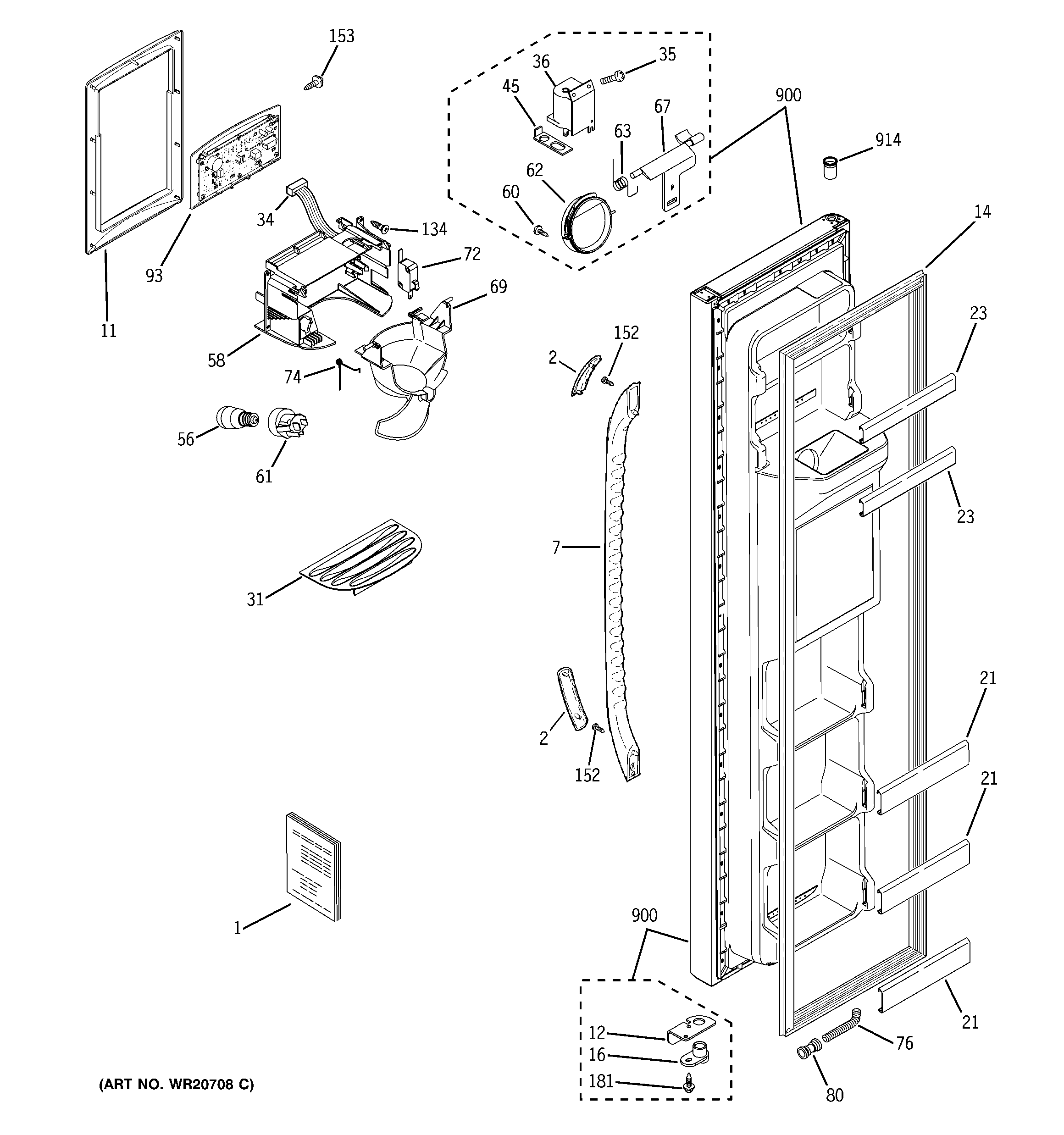 GE GSH22JFXNWW freezer door diagram