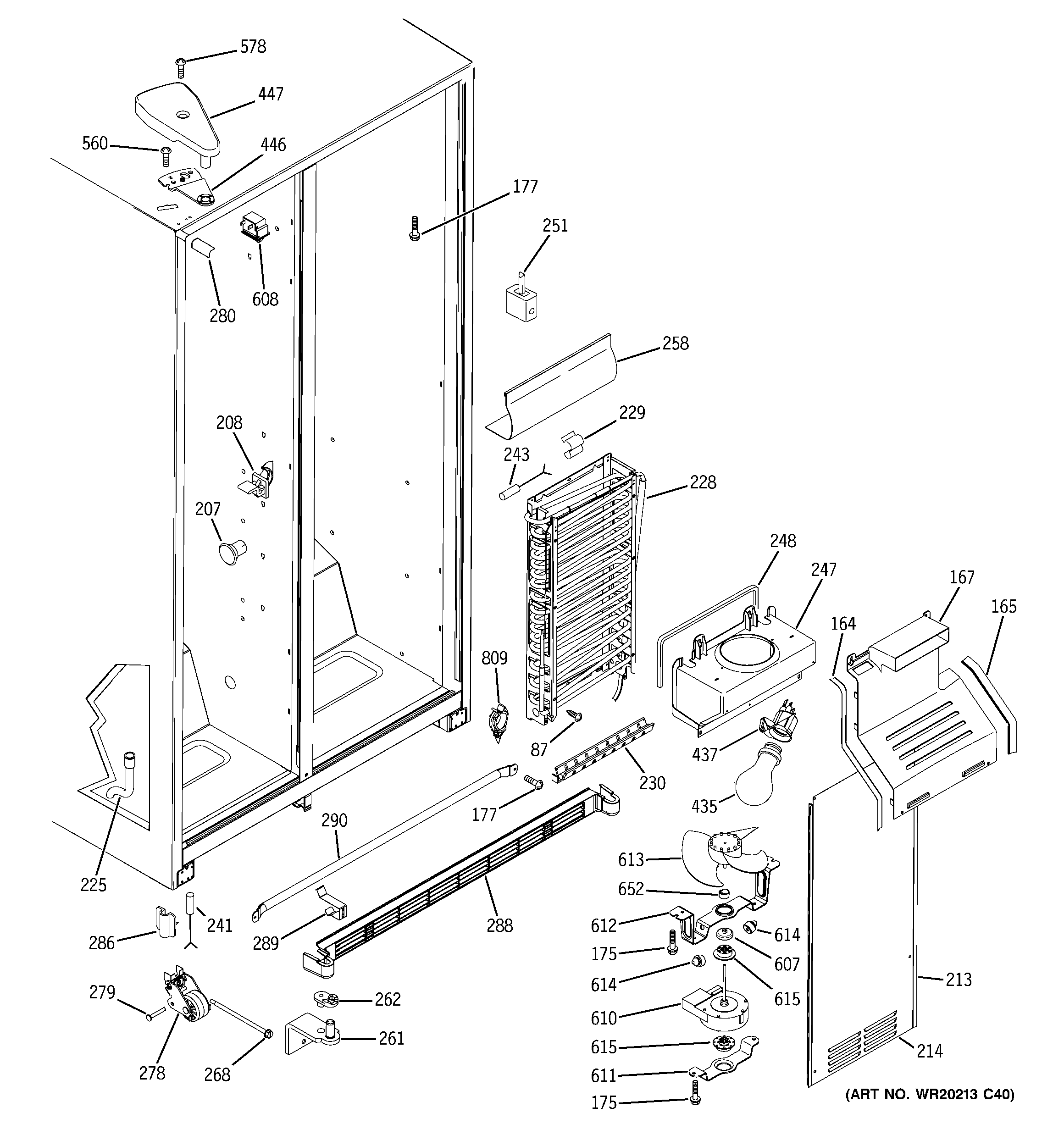 GE GSH22JFZBBB freezer section diagram