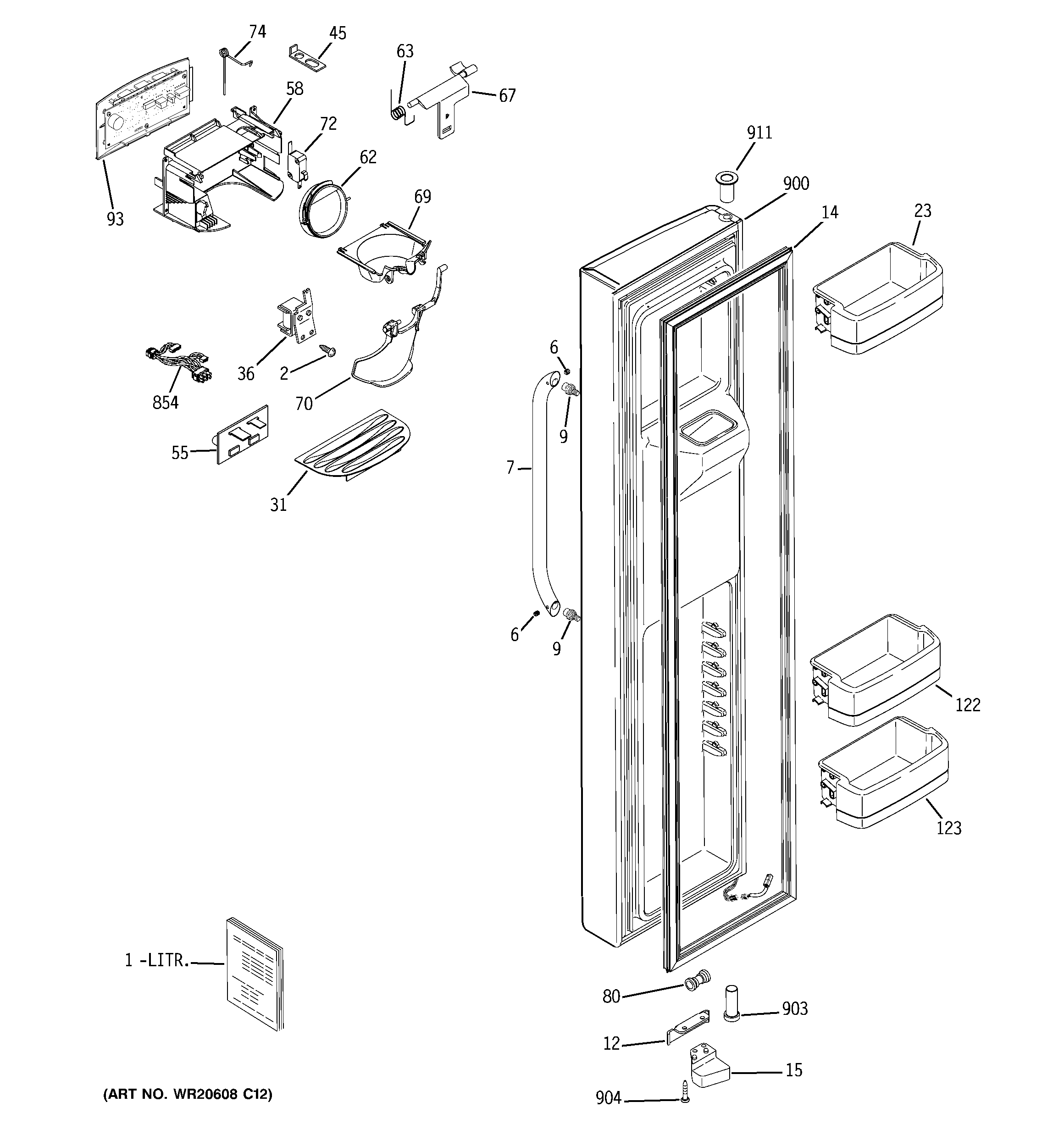 GE GSHF6LGZBCWW freezer door diagram