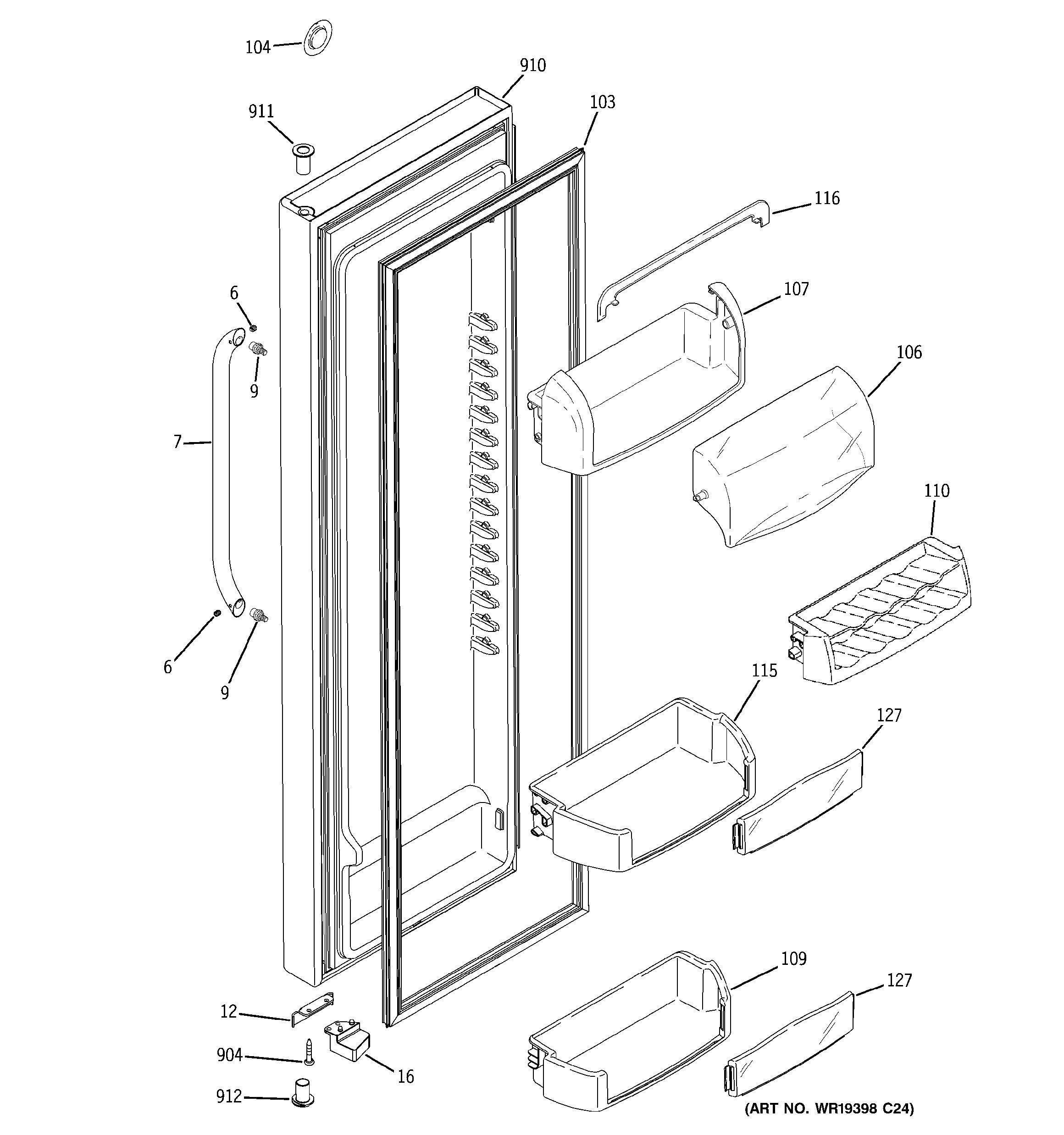 GE GSHL6KGZBCLS fresh food door diagram