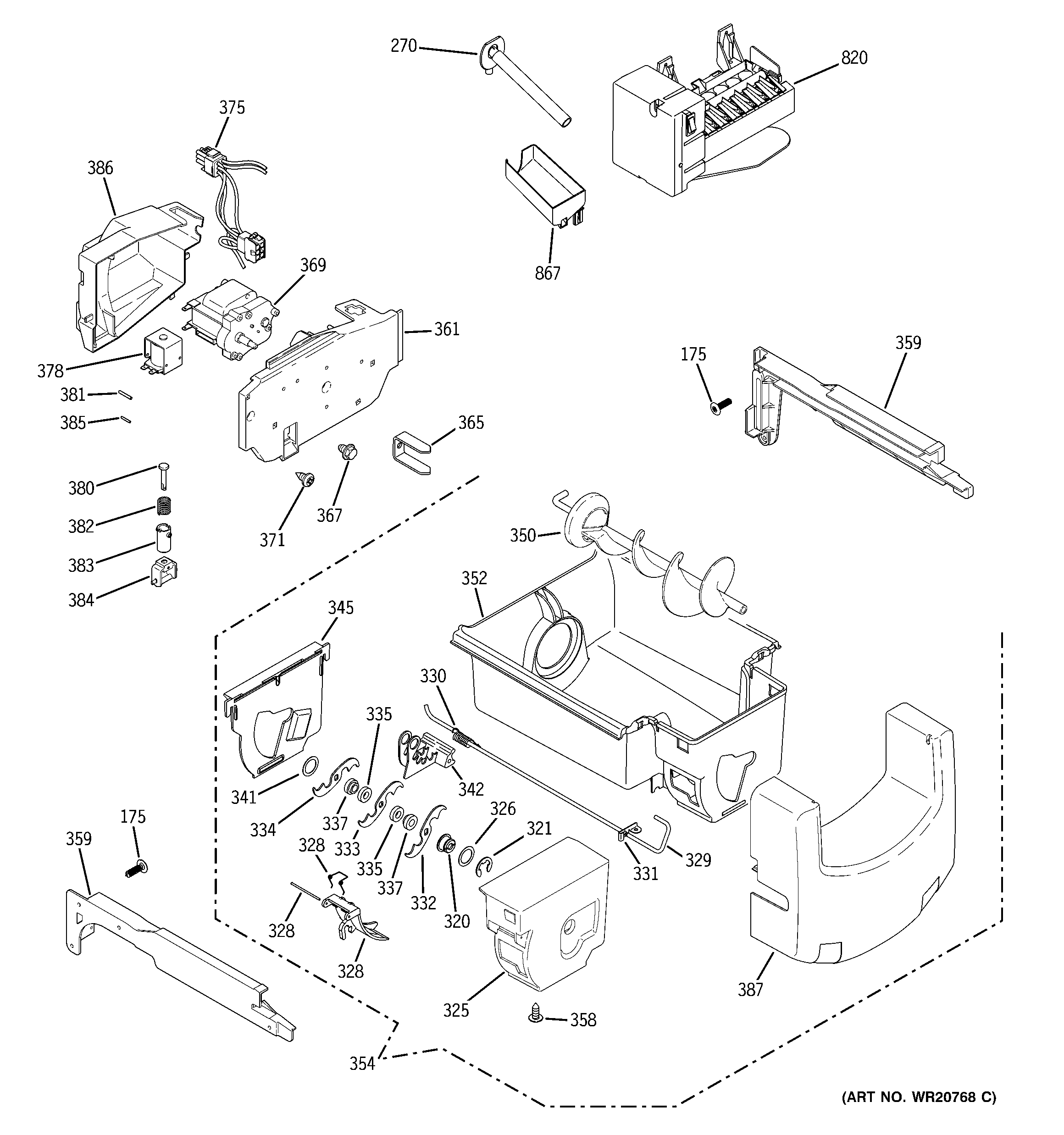 GE GSHL6KGZBCLS ice maker & dispenser diagram
